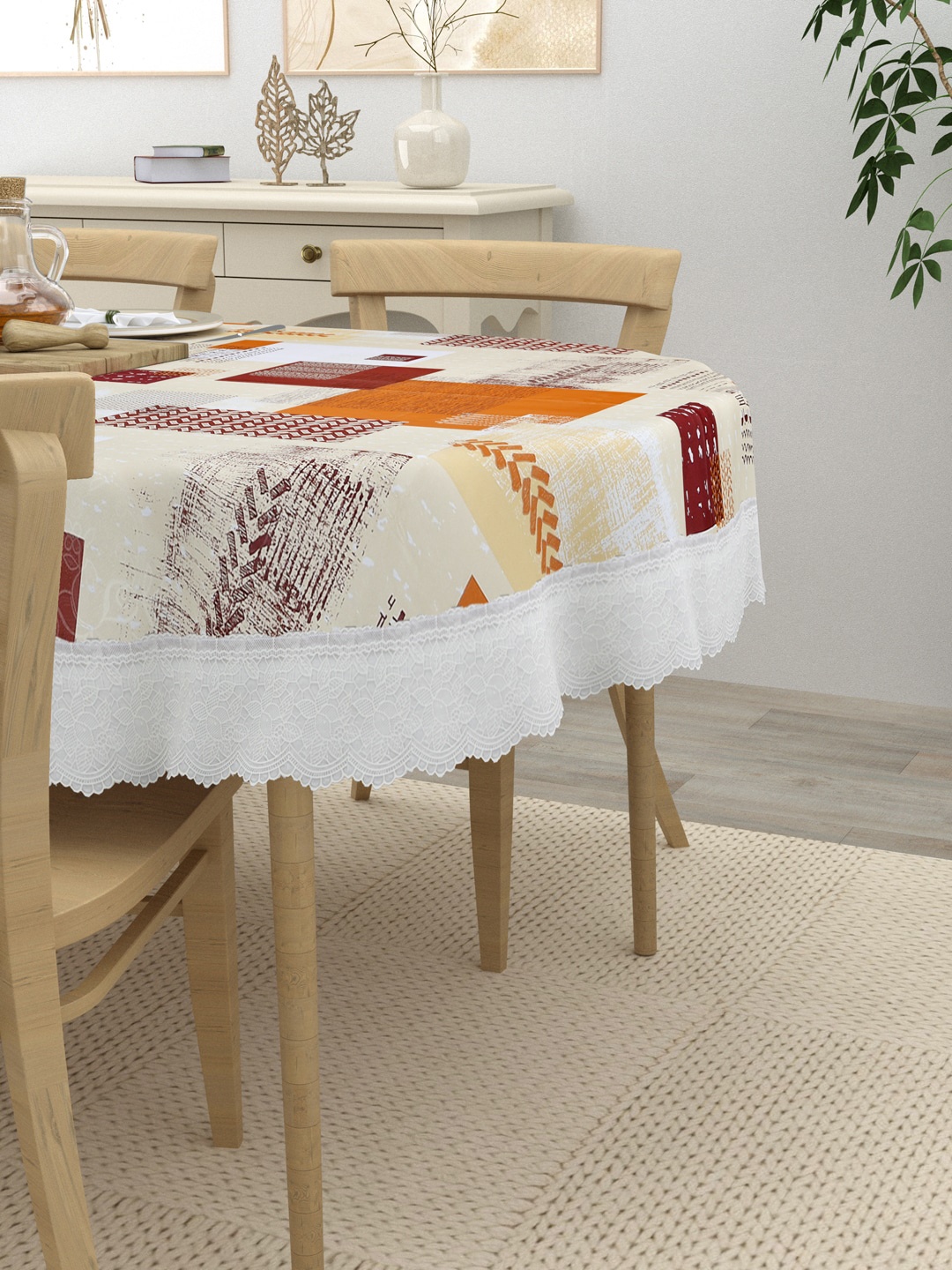 

Clasiko Orange Printed PVC 4 Seater Anti-Slip Table Cover