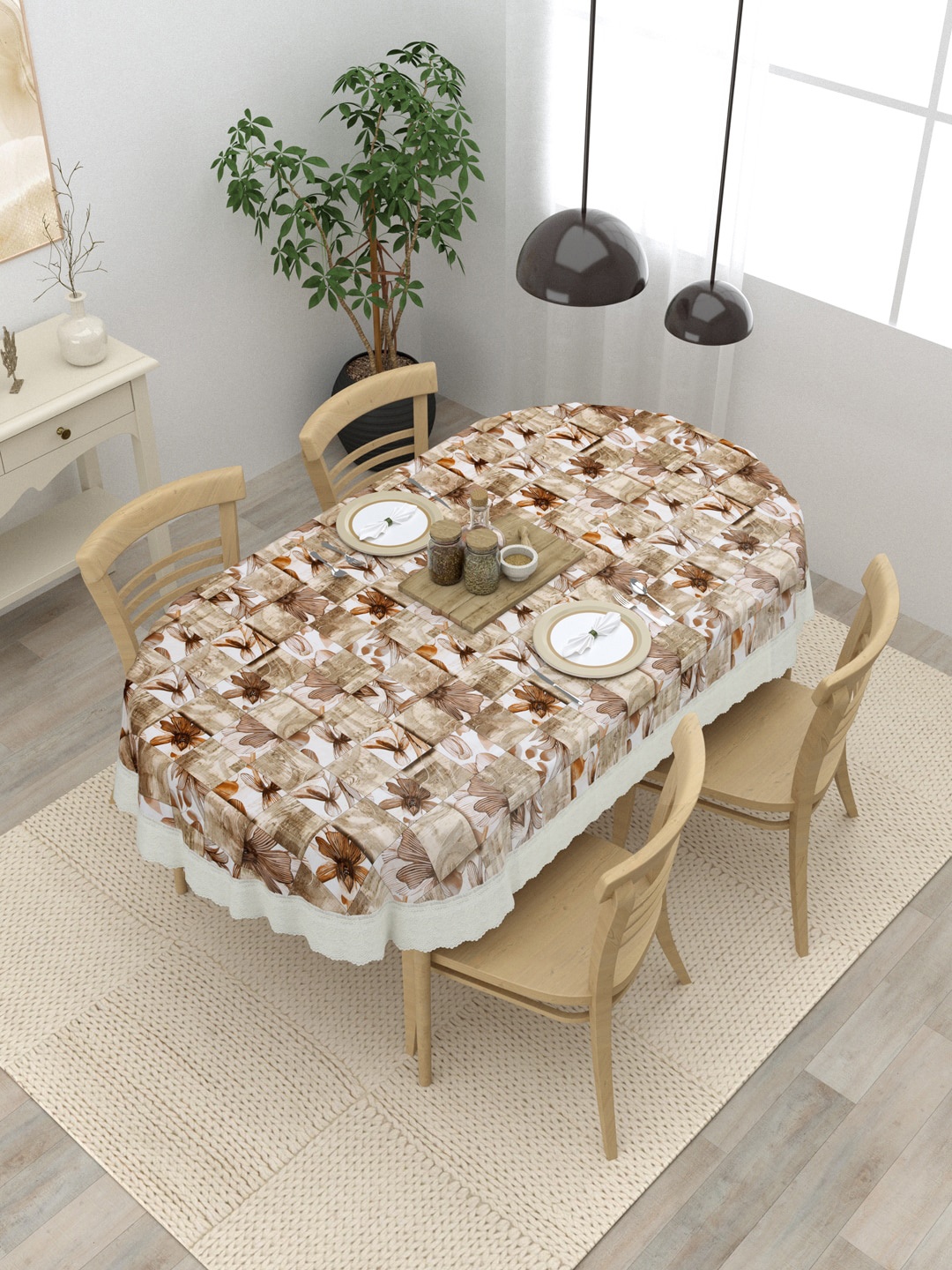

Clasiko Brown Printed 4 Seater Anti-Slip Table Covers