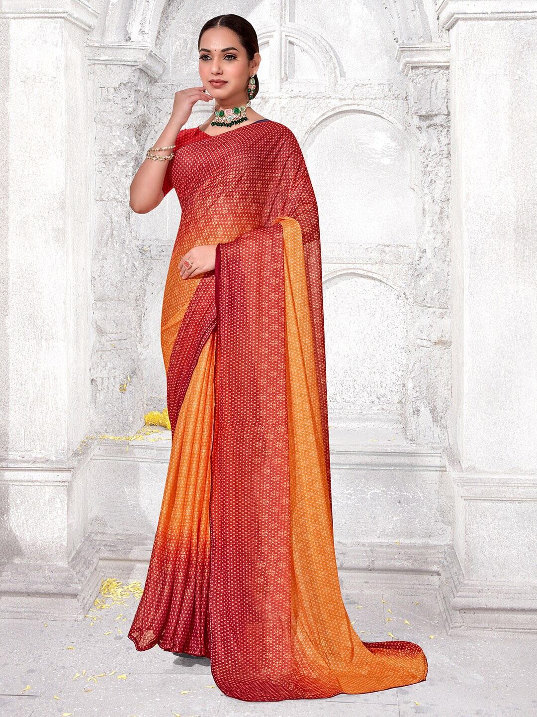 

Anouk Rustic Orange Ethnic Motifs Pure Chiffon Saree