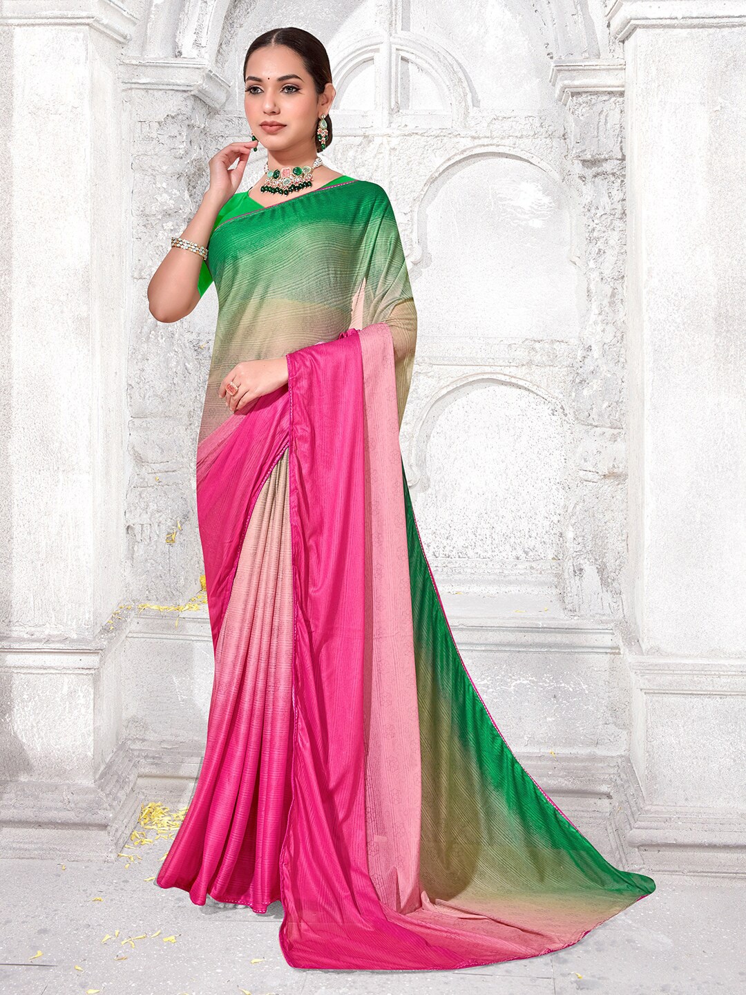 

Anouk Ombre Pure Chiffon Saree, Green