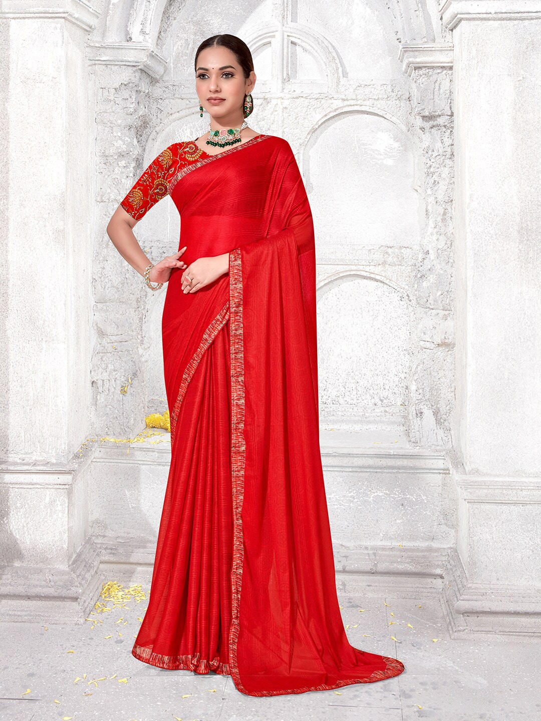

Anouk Striped Pure Chiffon Saree, Red