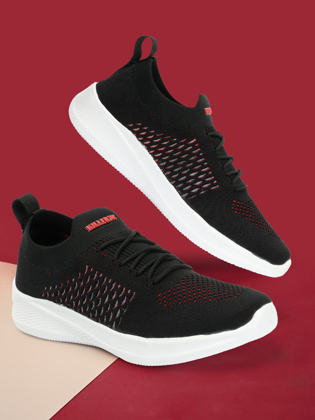 

Killer Men Woven Design Textile Lightweight Comfort Insole Slip-On Sneakers, Black