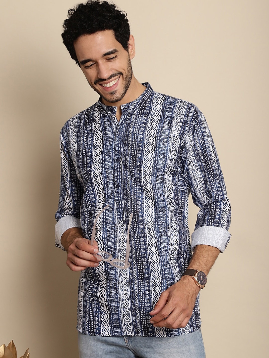 

Anouk Geometric Printed Short Kurta, Blue