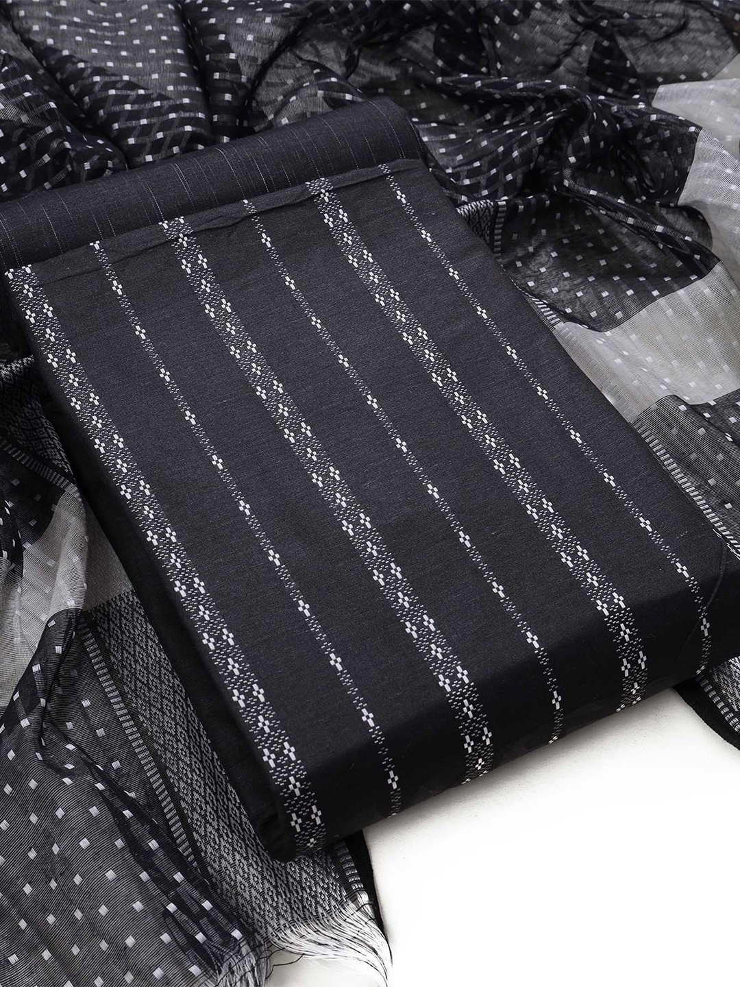

Sun Fashion And Lifestyle Floral Woven Design Unstitched Dress Material, Black