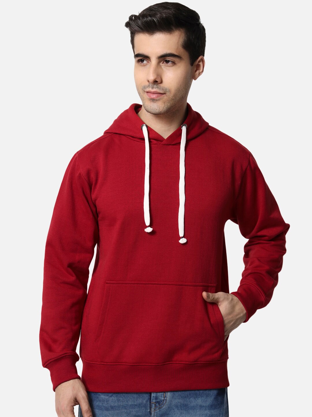 

FFLIRTYGO Hooded Long Sleeves Fleece Sweatshirt, Red