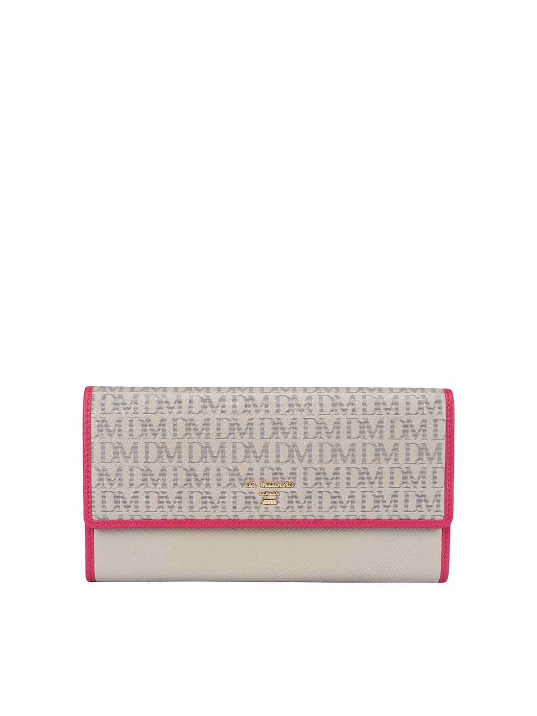 

Da Milano Women Typography Printed Leather Two Fold Wallet, Grey