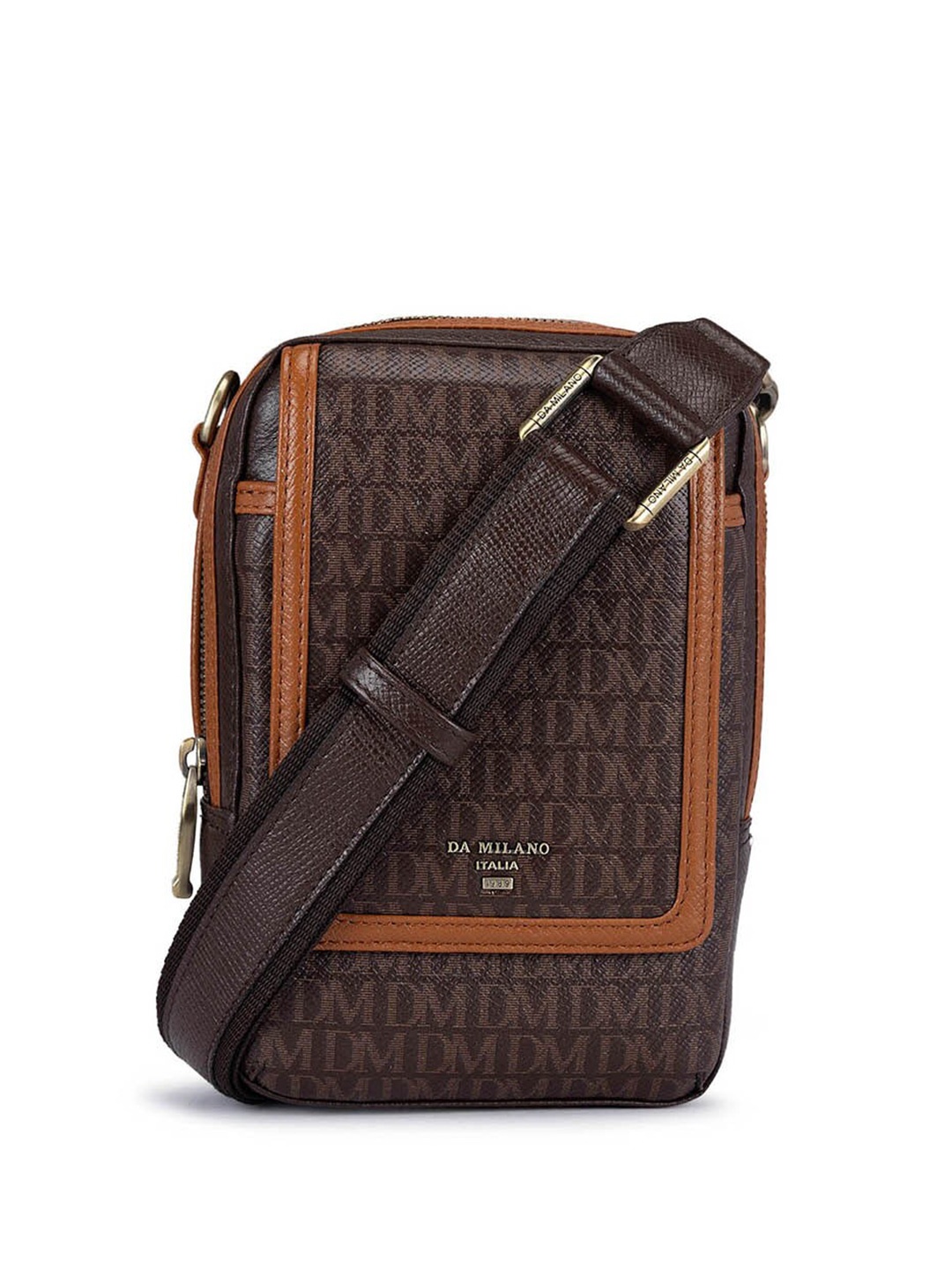 

Da Milano Men Textured Messenger Bag, Brown