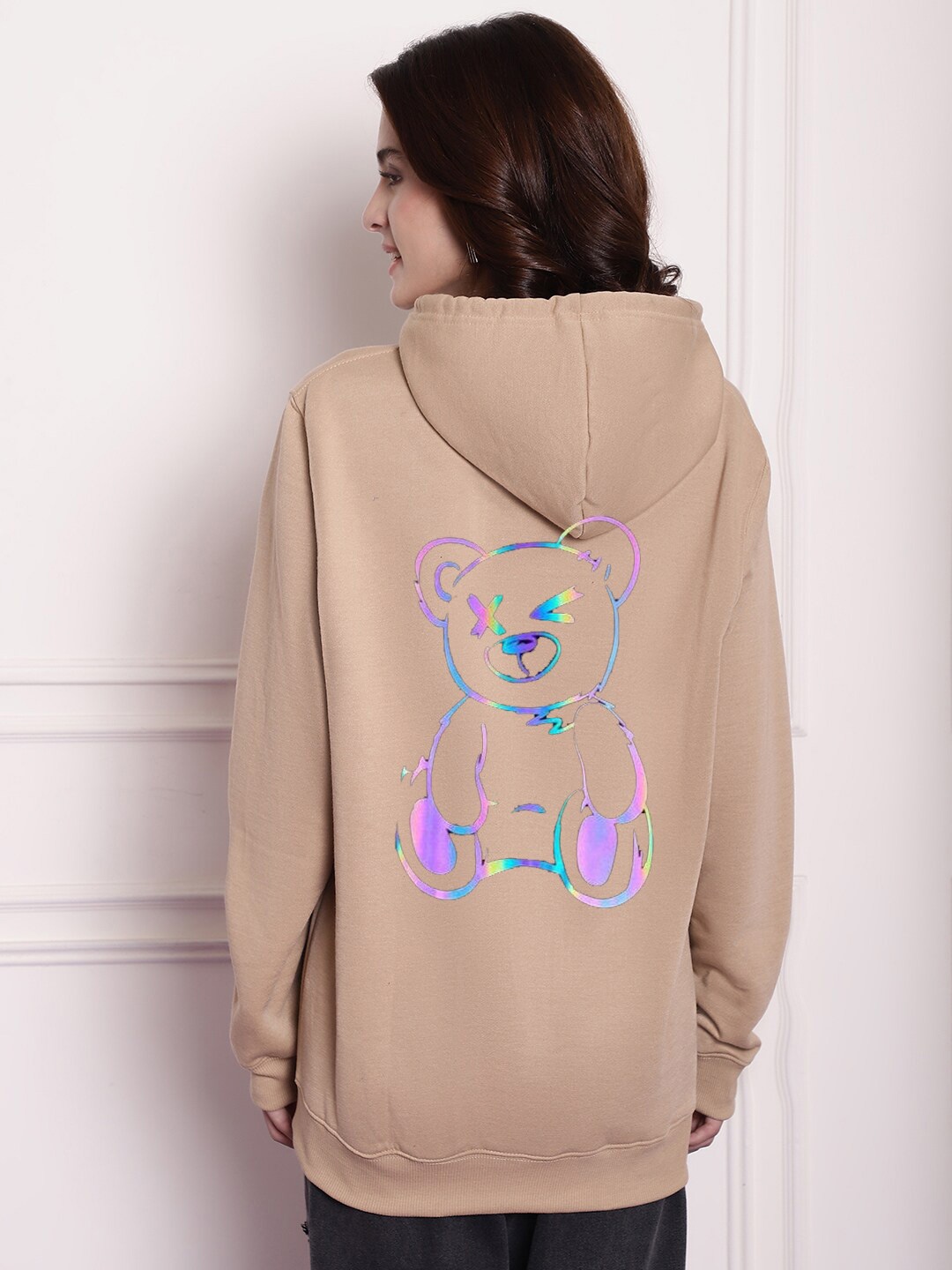 

Imsa Moda Women Beige Hooded Sweatshirt