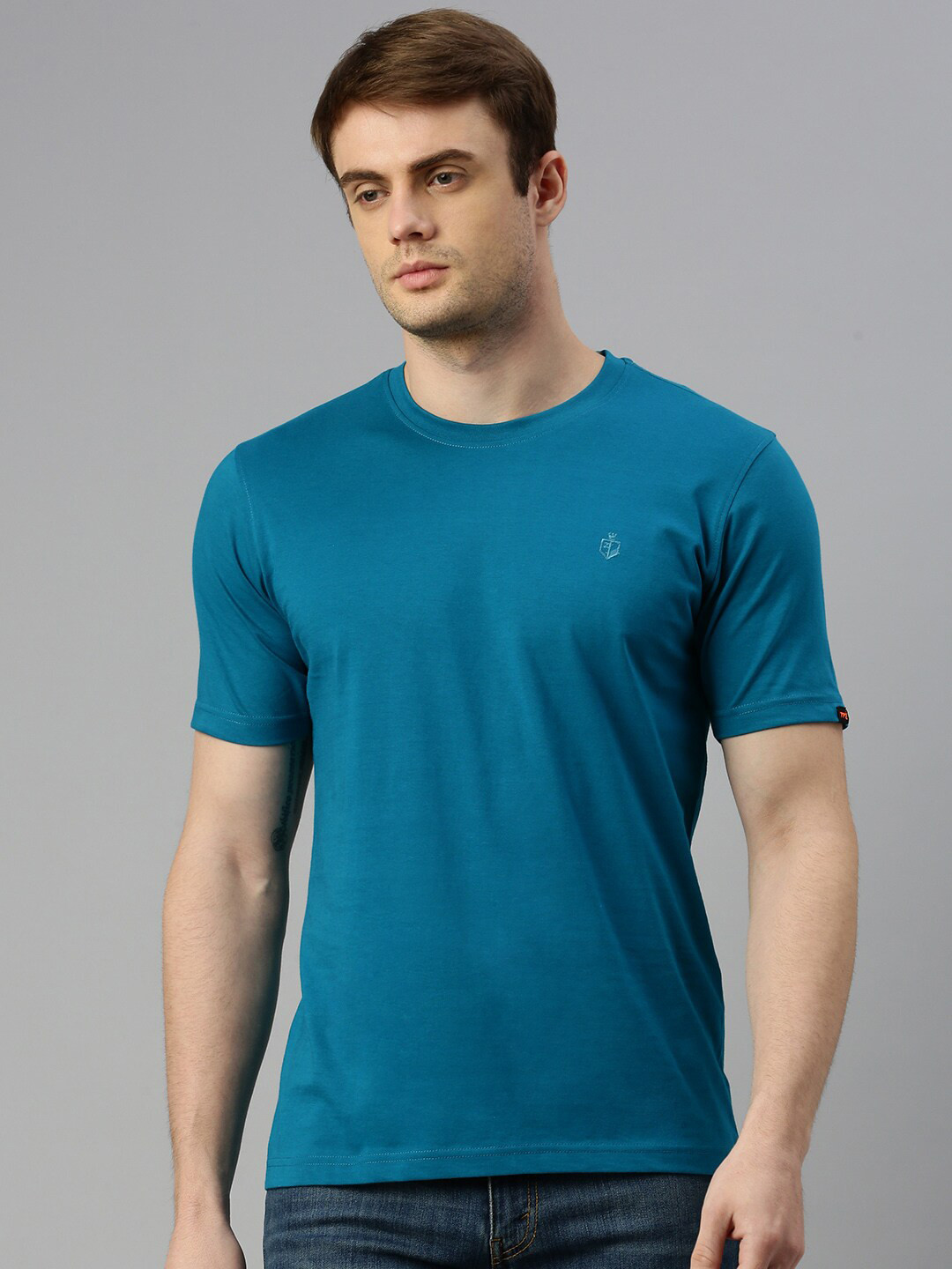 

ZEDD Round Neck Cotton T-shirt, Teal