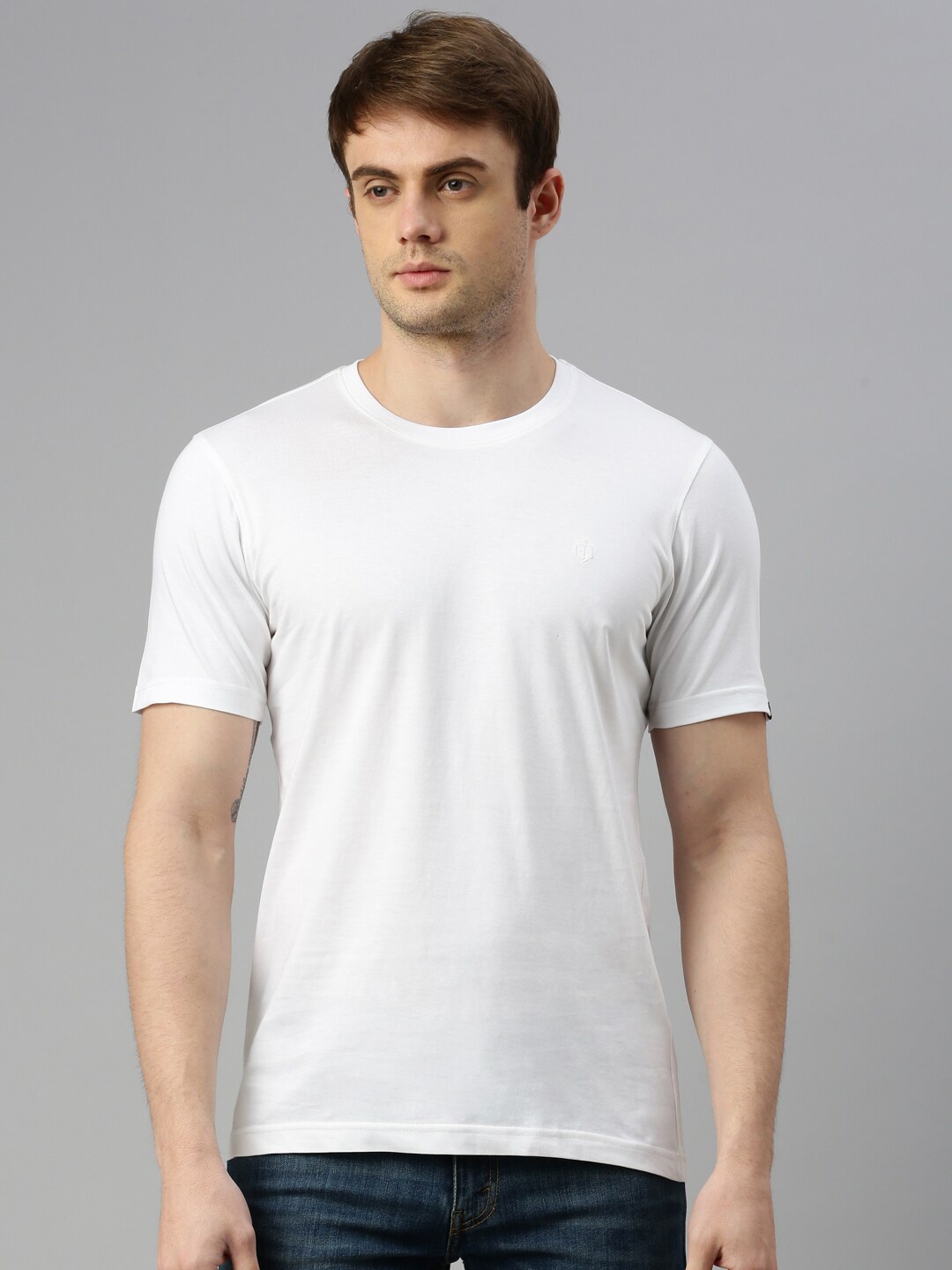 

ZEDD Round Neck Cotton T-shirt, White