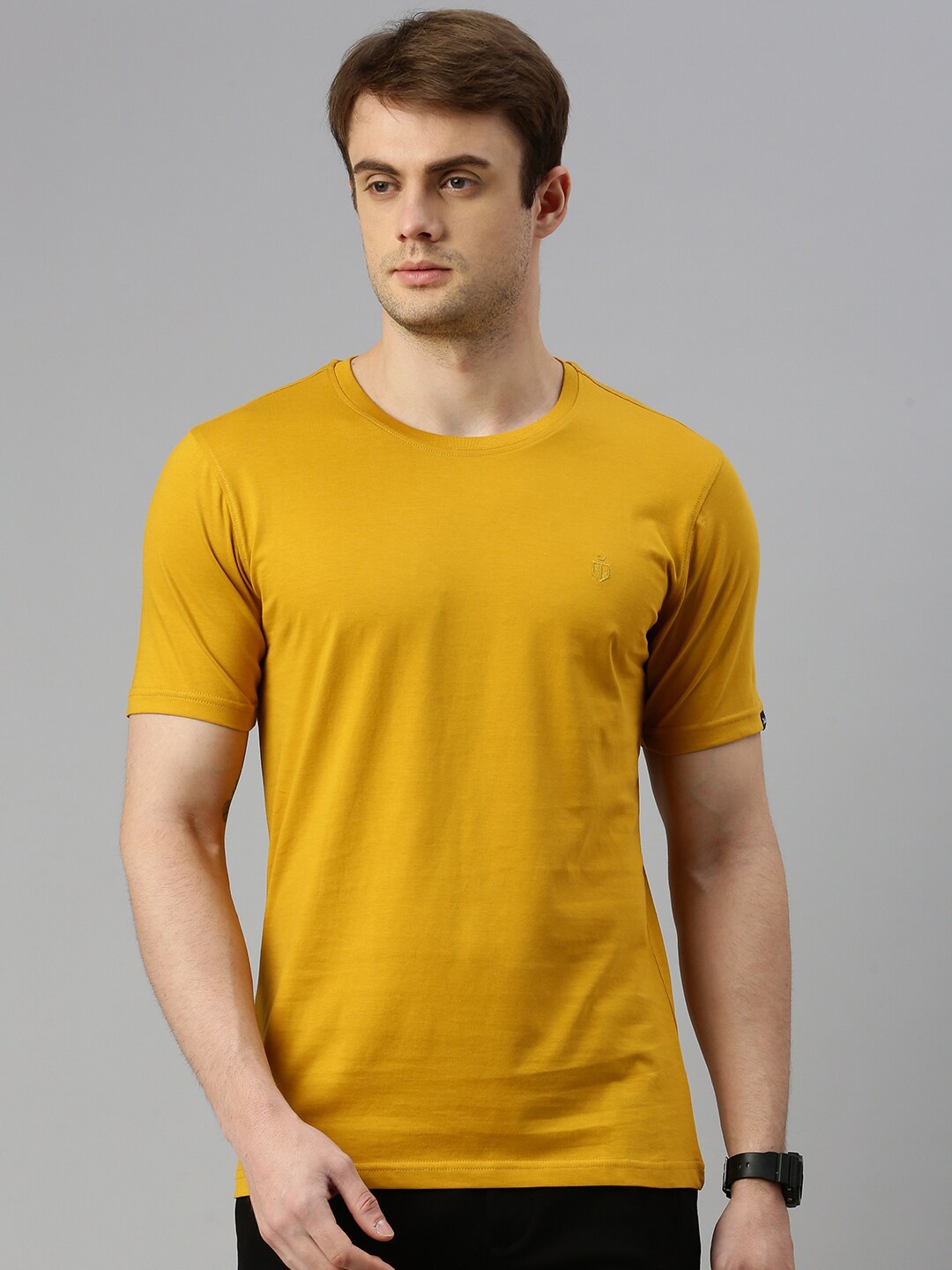 

ZEDD Round Neck Cotton T-shirt, Mustard