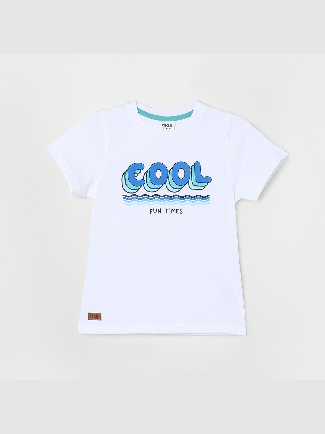 max Boys Typography Printed Cotton T-shirt, White