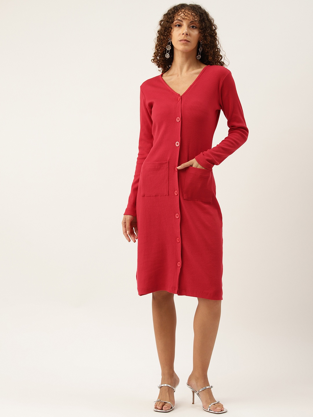 

Off Label Ribbed Sheath Dress, Red