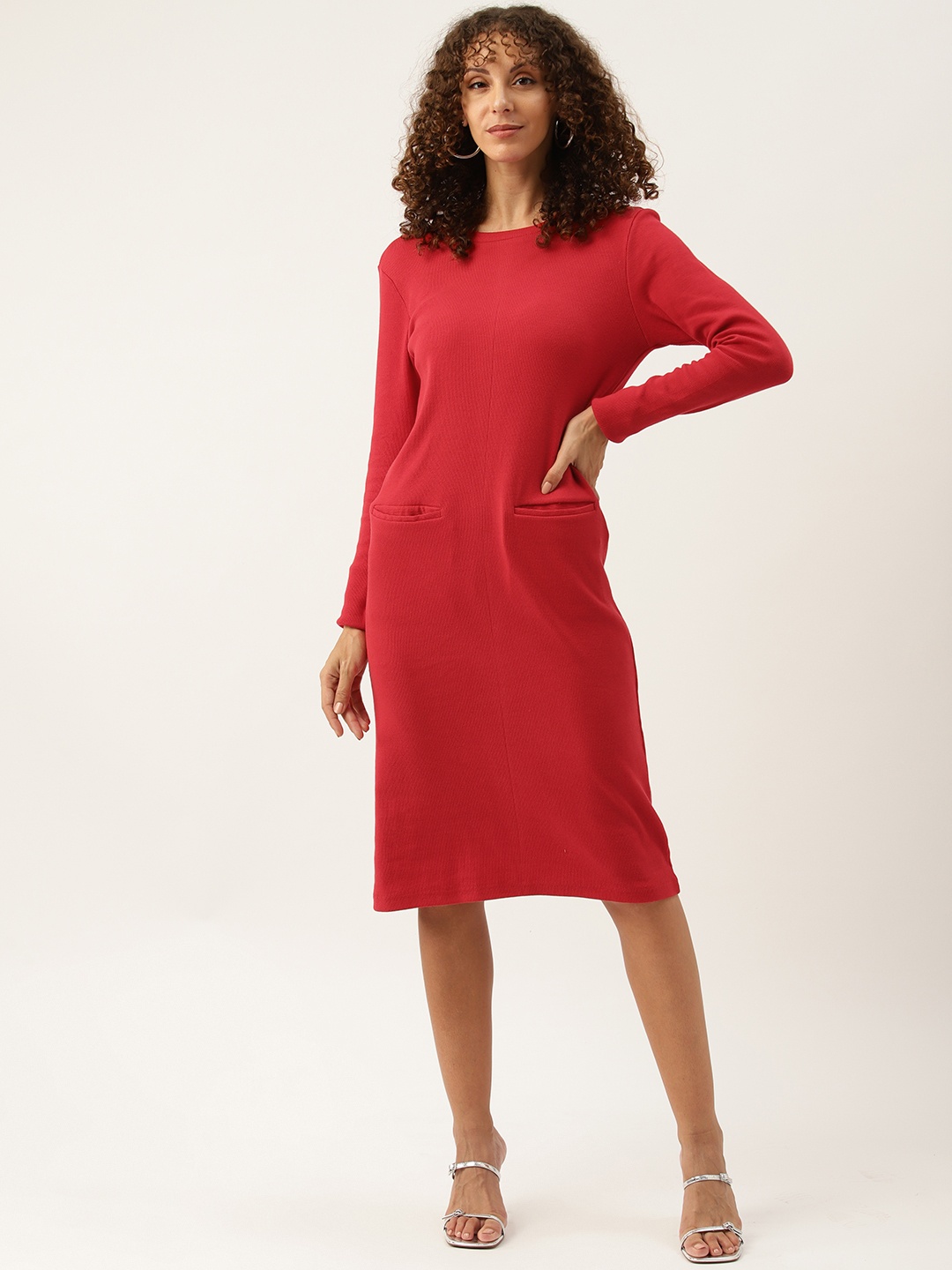 

Off Label Ribbed Sheath Dress, Red