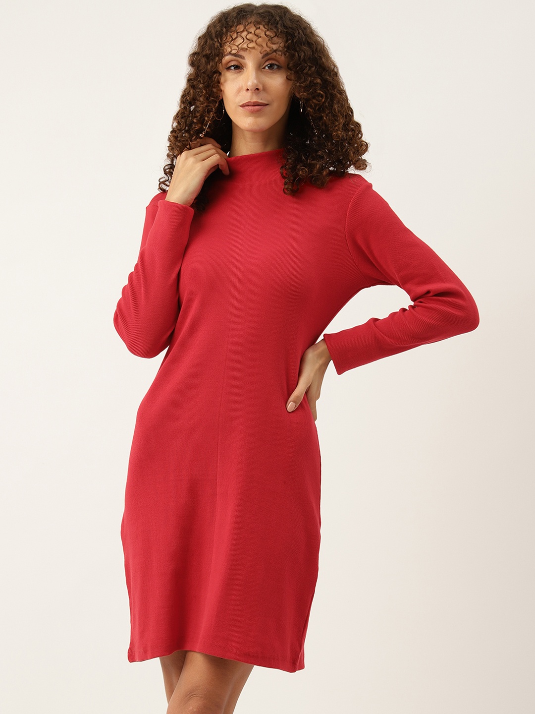 

Off Label Ribbed Sheath Dress, Red