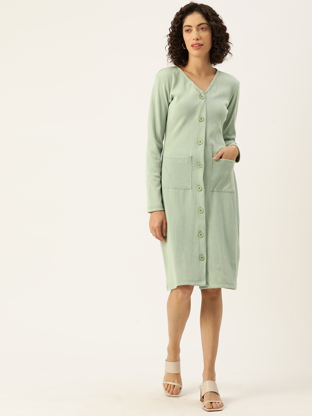 

Off Label Solid Shirt Dress, Sea green