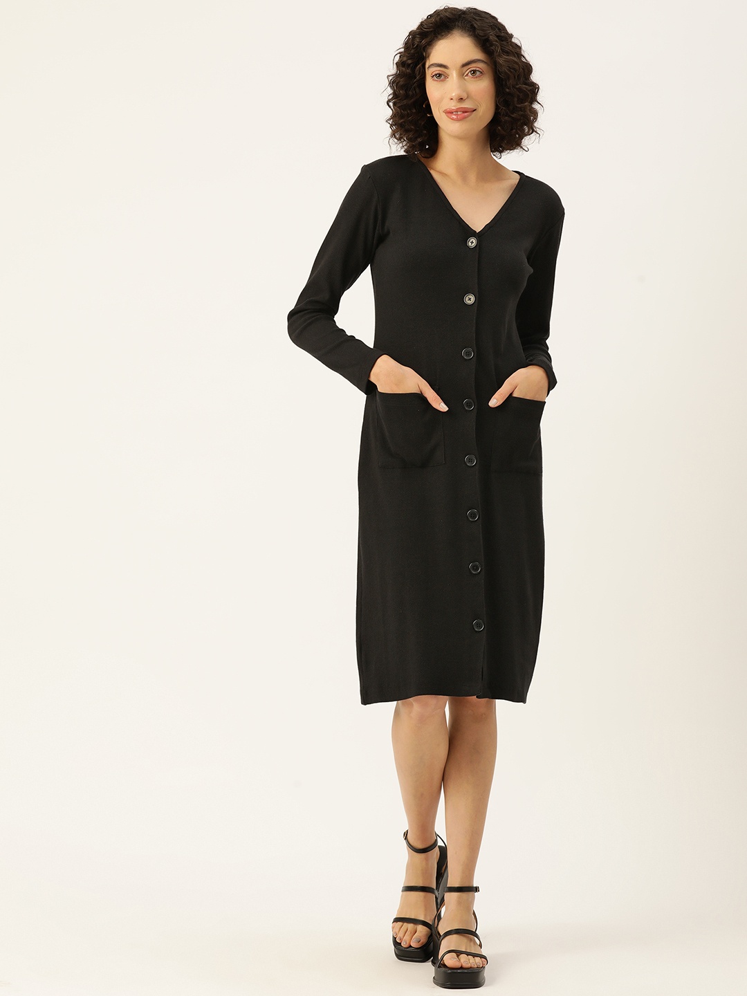 

Off Label Solid Shirt Dress, Black