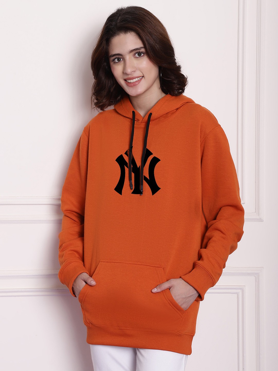 

Imsa Moda Hooded Fleece Oversized Pullover, Orange