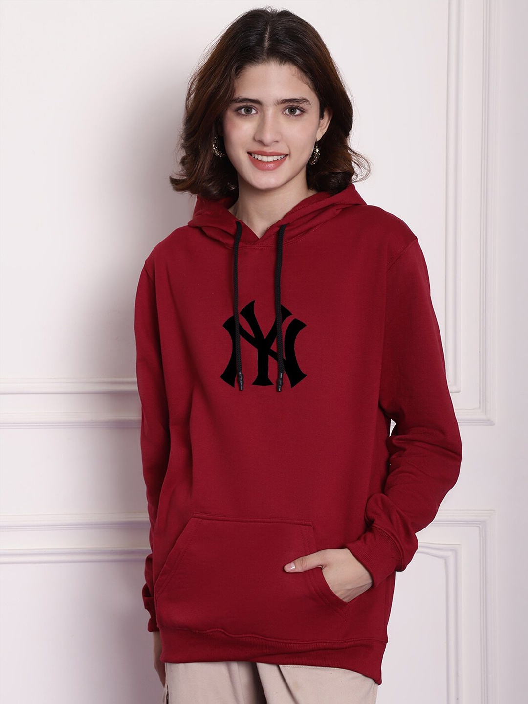 

Imsa Moda Hooded Fleece Oversized Pullover, Maroon