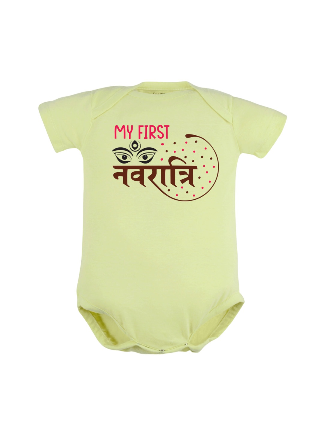 

FFLIRTYGO Infants Durga Puja Special Printed Pure Cotton Bodysuit, Green