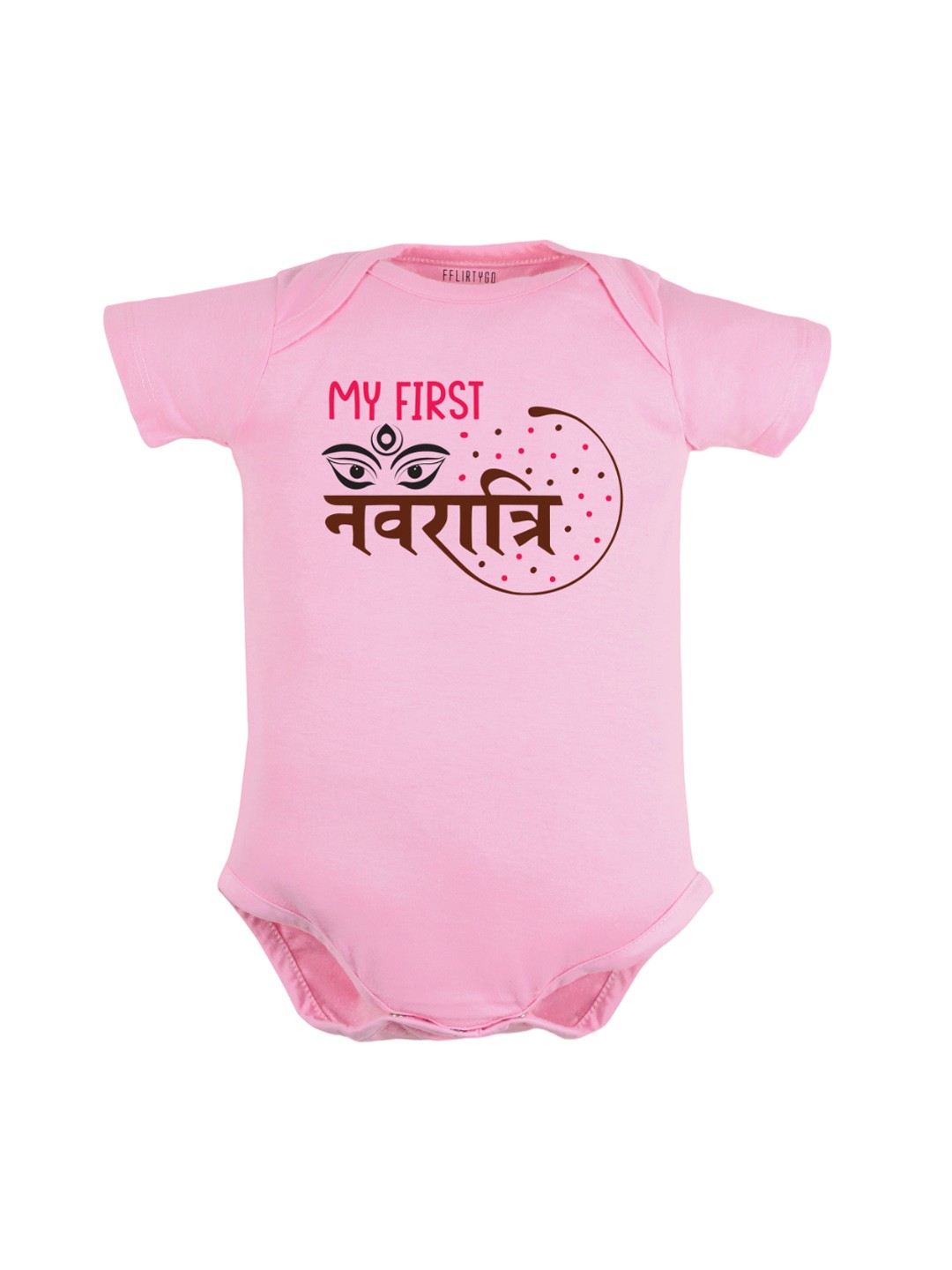 

FFLIRTYGO Infants Durga Puja Special Printed Pure Cotton Bodysuit, Pink