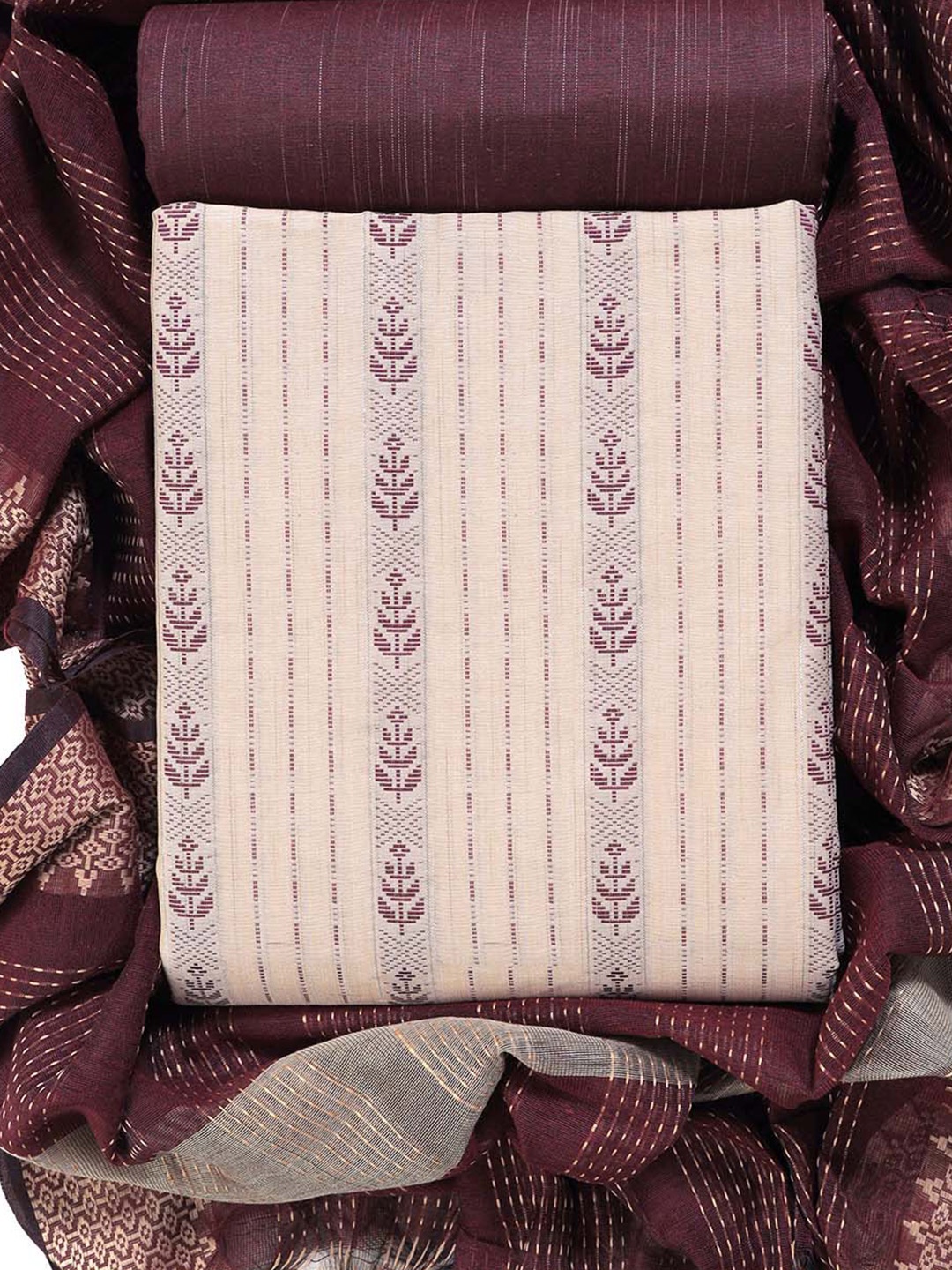 

Sun Fashion And Lifestyle Ethnic Motifs Woven Design Unstitched Dress Material, Maroon