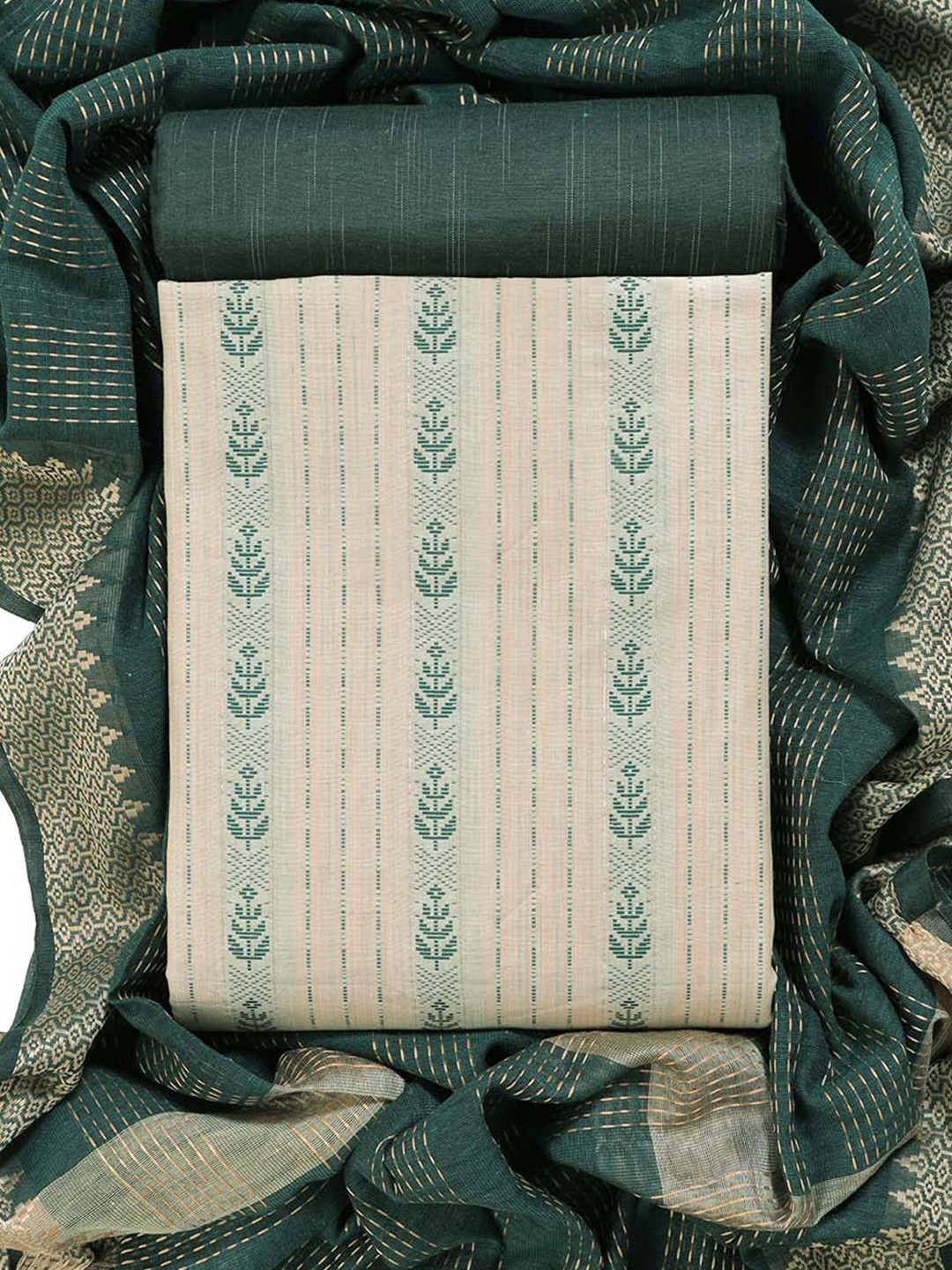 

Sun Fashion And Lifestyle Ethnic Motifs Woven Design Unstitched Dress Material, Green