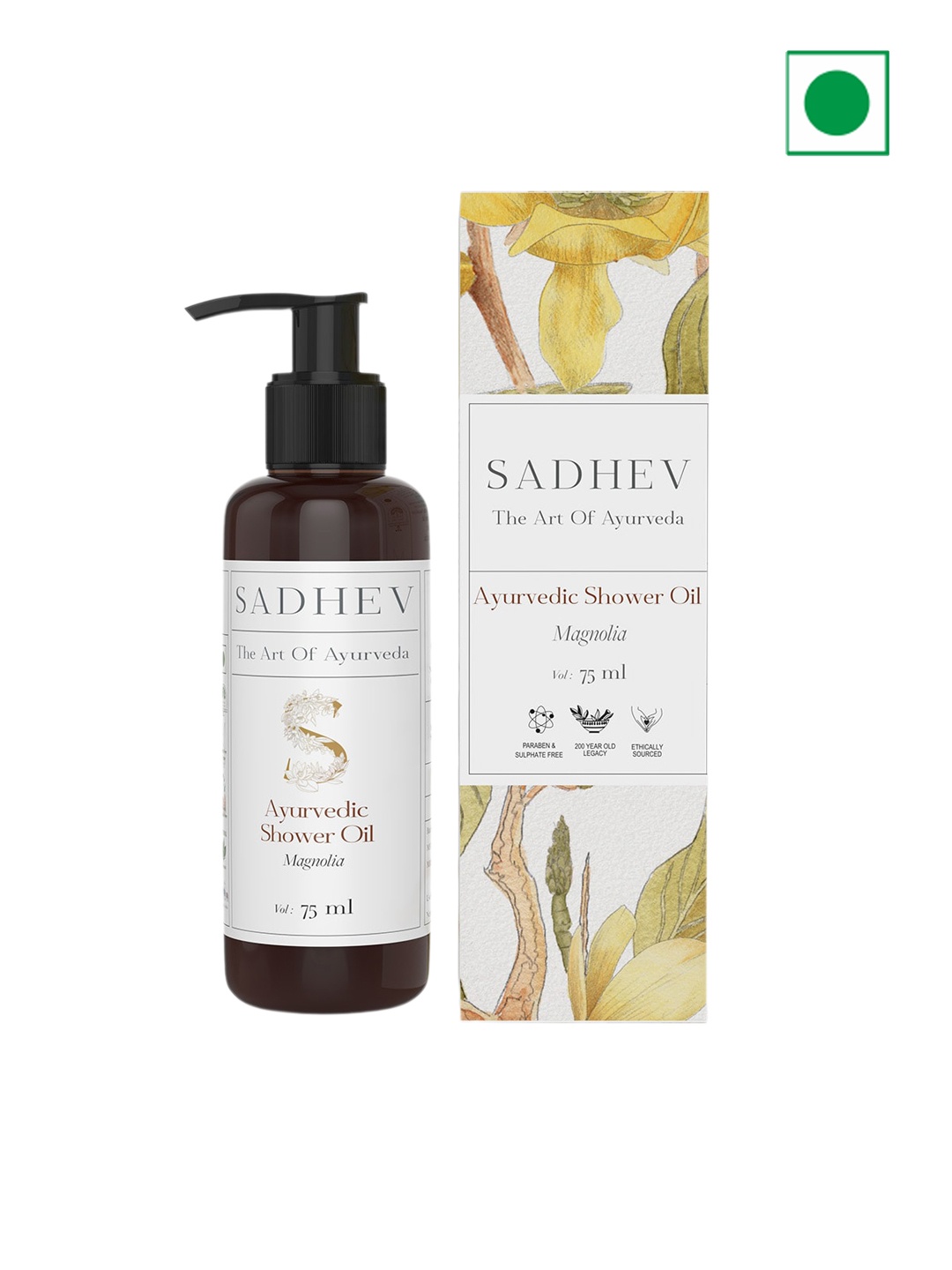 

SADHEV The Art Of Ayurveda Magnolia Ayurvedic Shower Oil with Coconut & Castor Oil - 75 ml, White