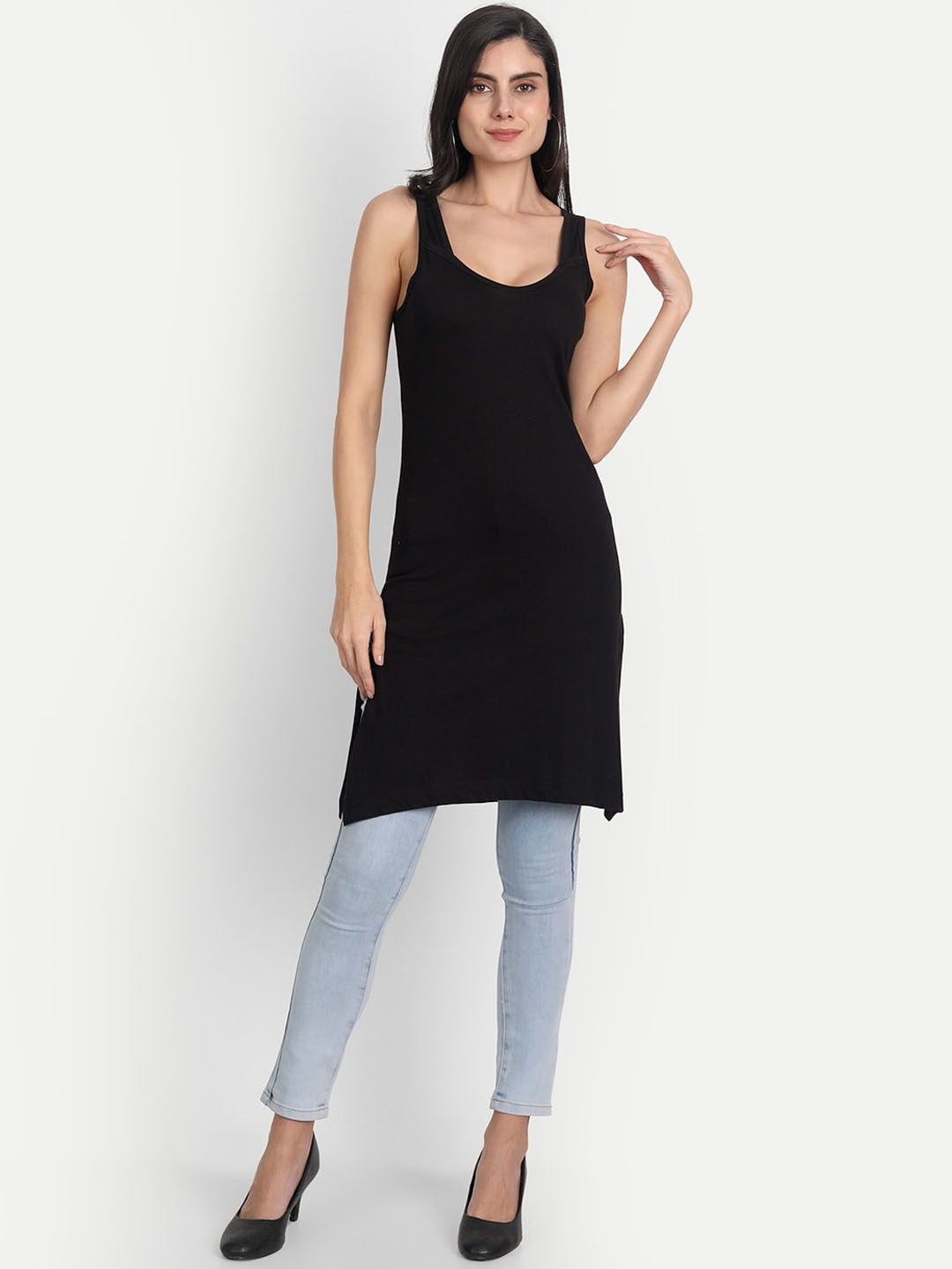 

Aimly Cotton Longline Camisole, Black