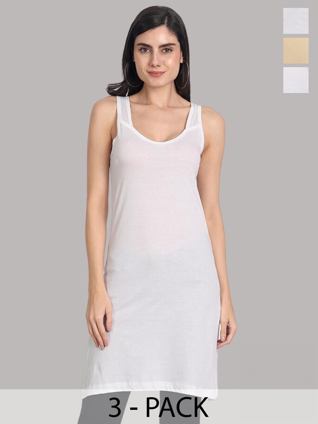 

Aimly Pack Of 3 Longline Non Padded Cotton Bra Camisoles, White