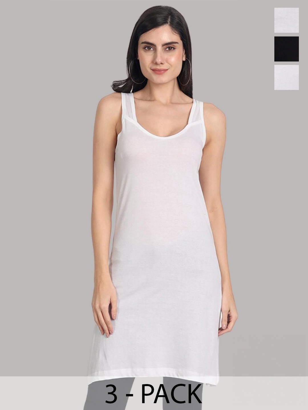 

Aimly Pack Of 3 Longline Non Padded Cotton Bra Camisoles, White