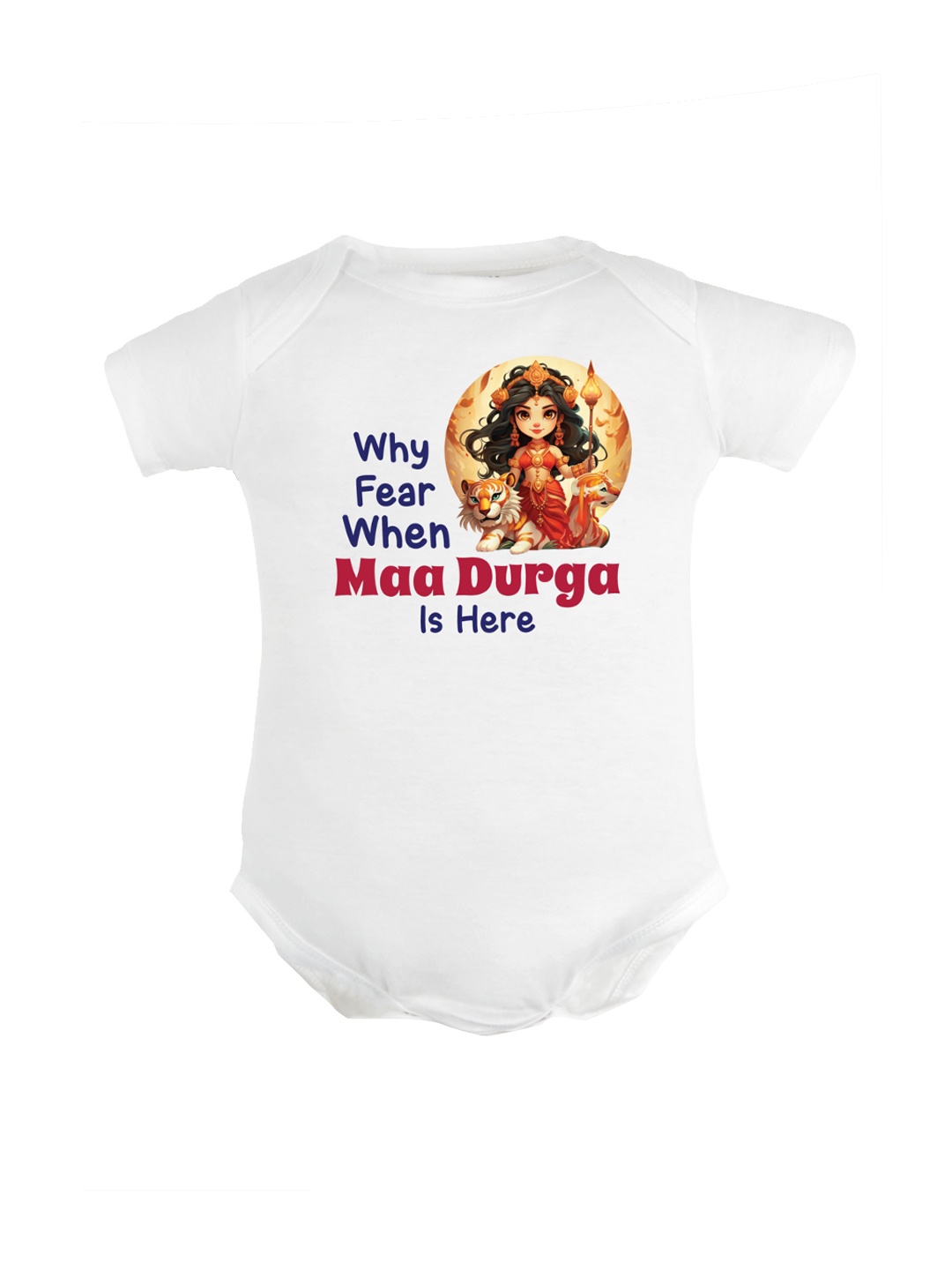 

FFLIRTYGO Infant Kids Durga Puja Special Printed Pure Cotton Bodysuit, White