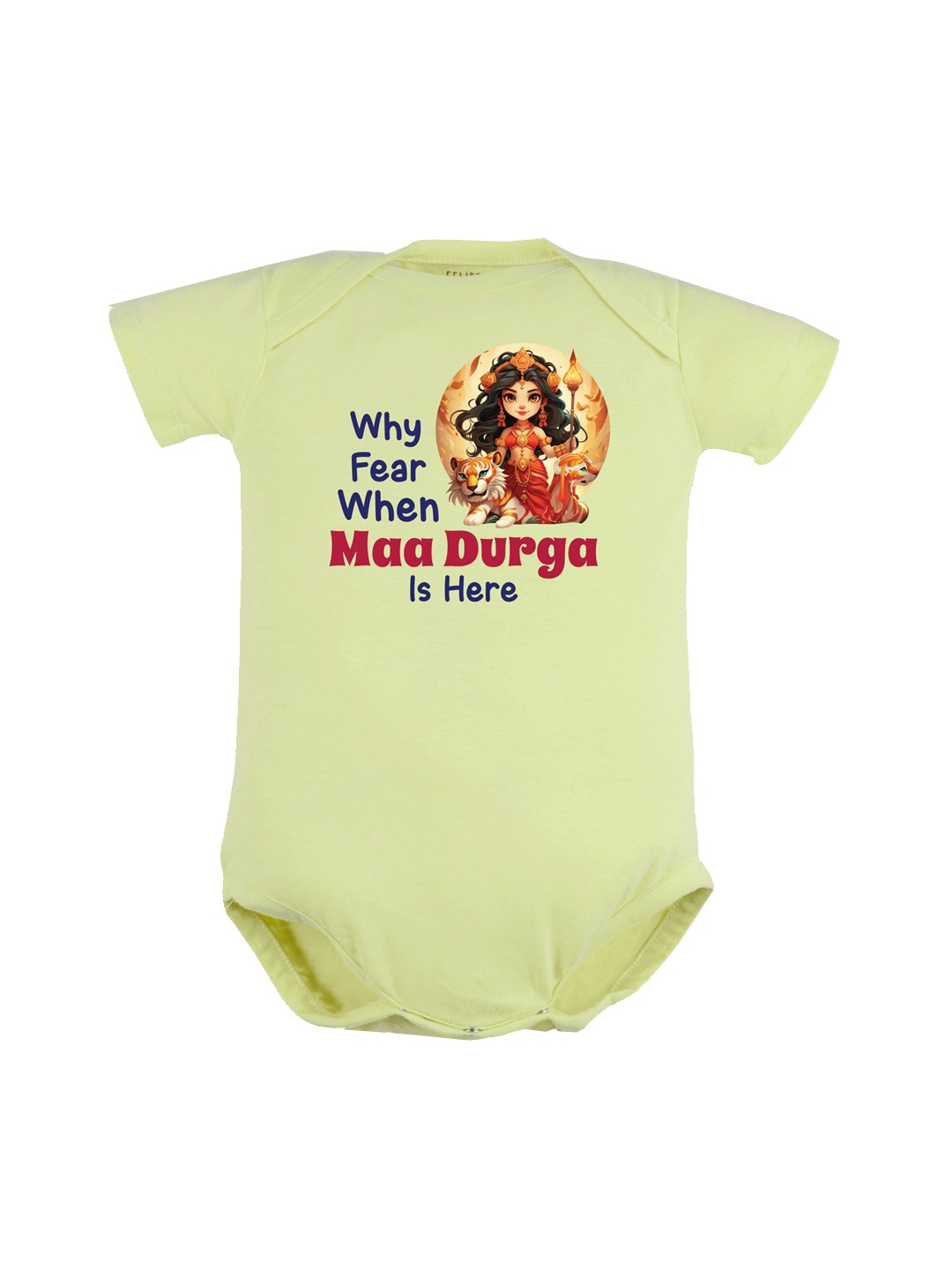 

FFLIRTYGO Infants Durga Puja Special Printed Pure Cotton Bodysuit, Sea green