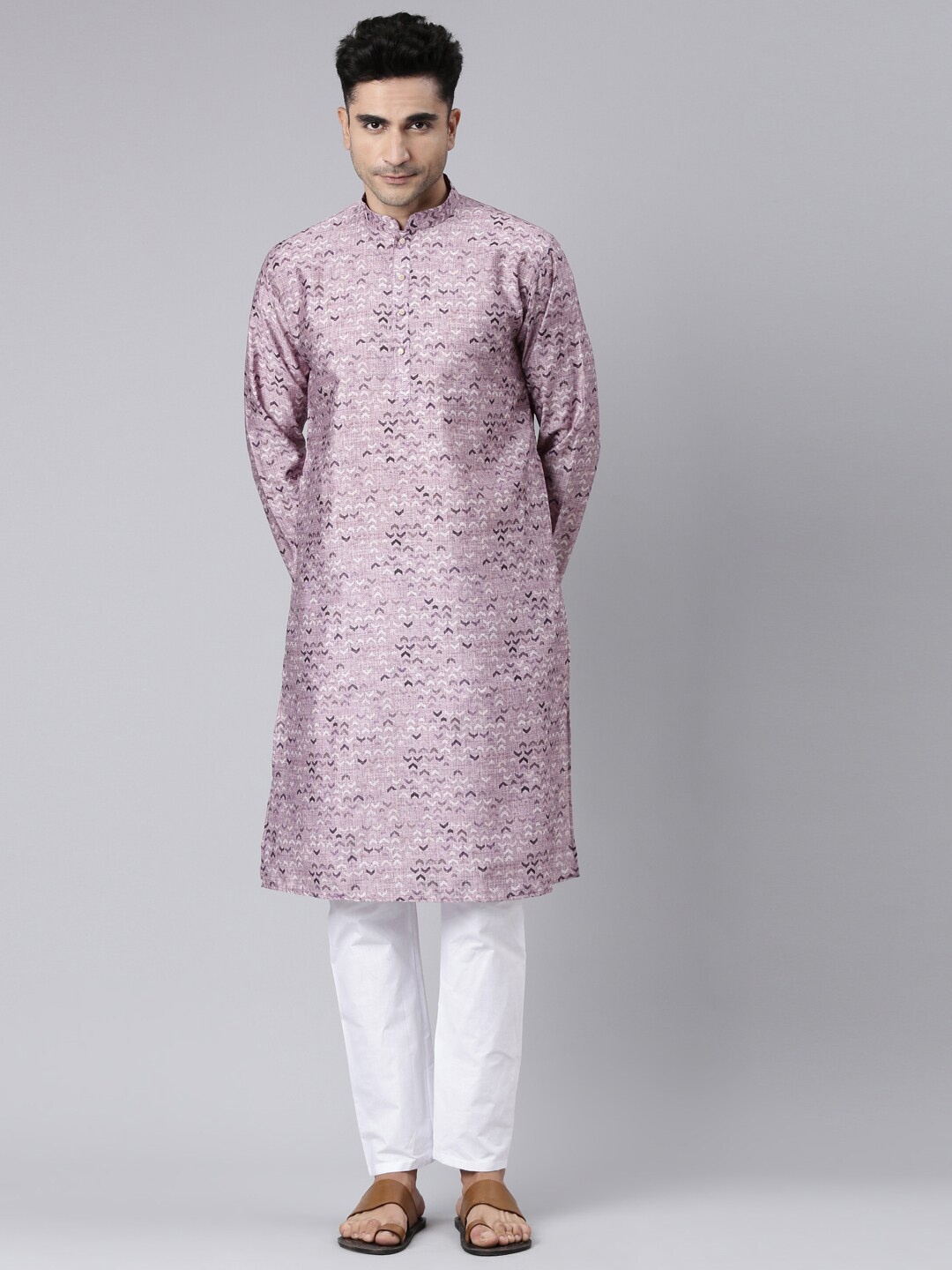 

Rishika Geometric Printed Pure Cotton Straight Kurta, Purple