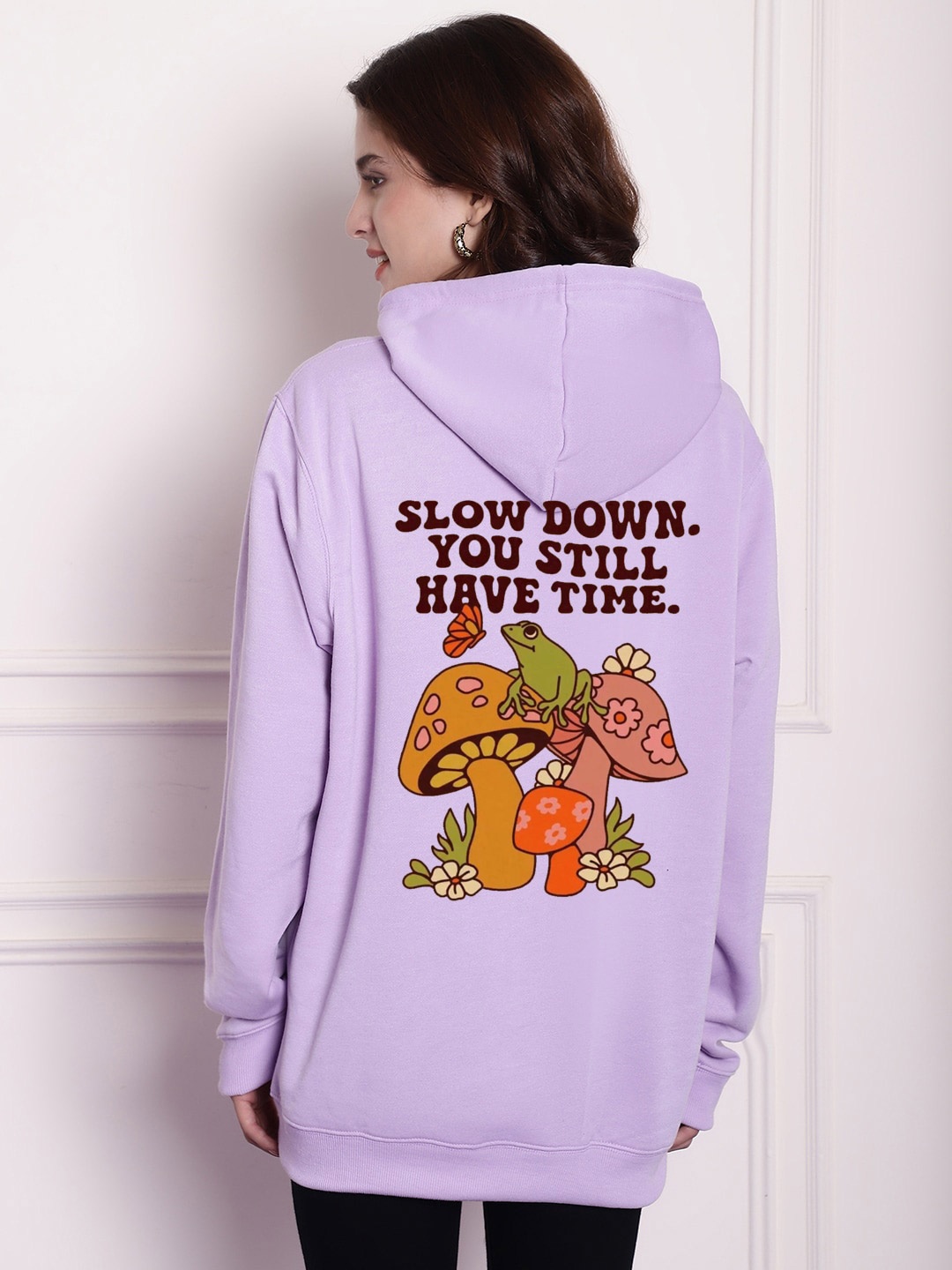 

Imsa Moda Printed Hooded Longline Sweatshirt, Lavender