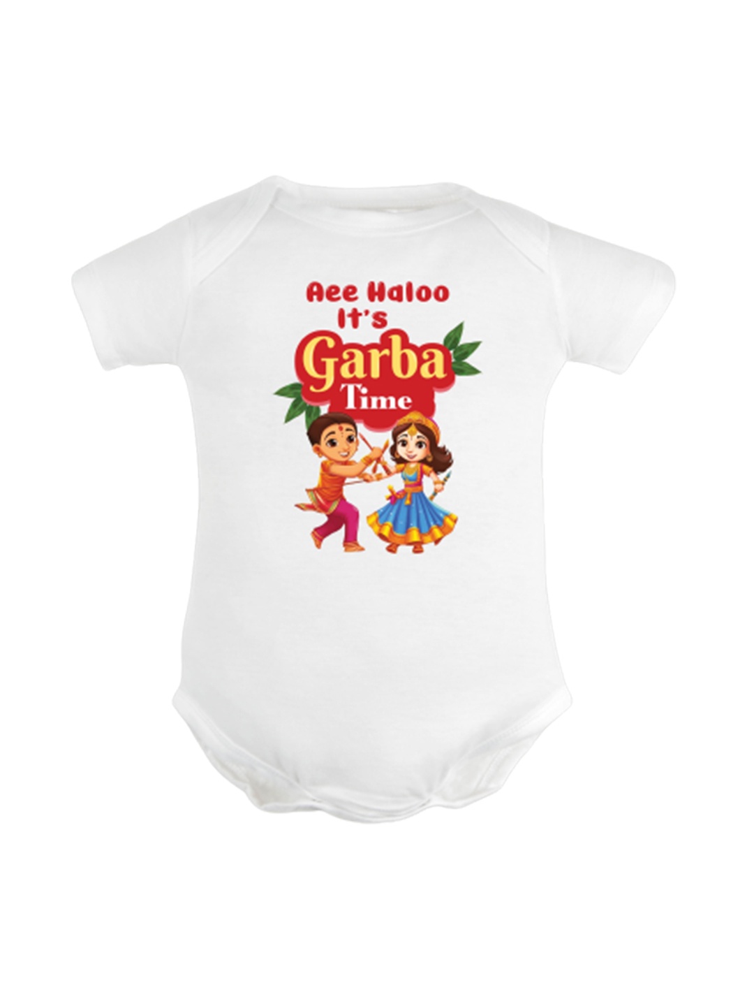 

FFLIRTYGO Infants Garba Printed Pure Cotton Bodysuit, White