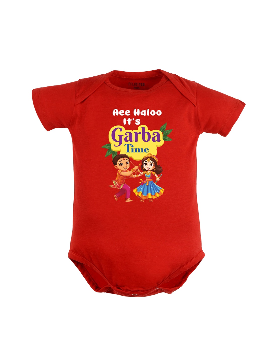 

FFLIRTYGO Infants Kids Durga Puja & Navratri Special Pure Cotton Bodysuit, Red