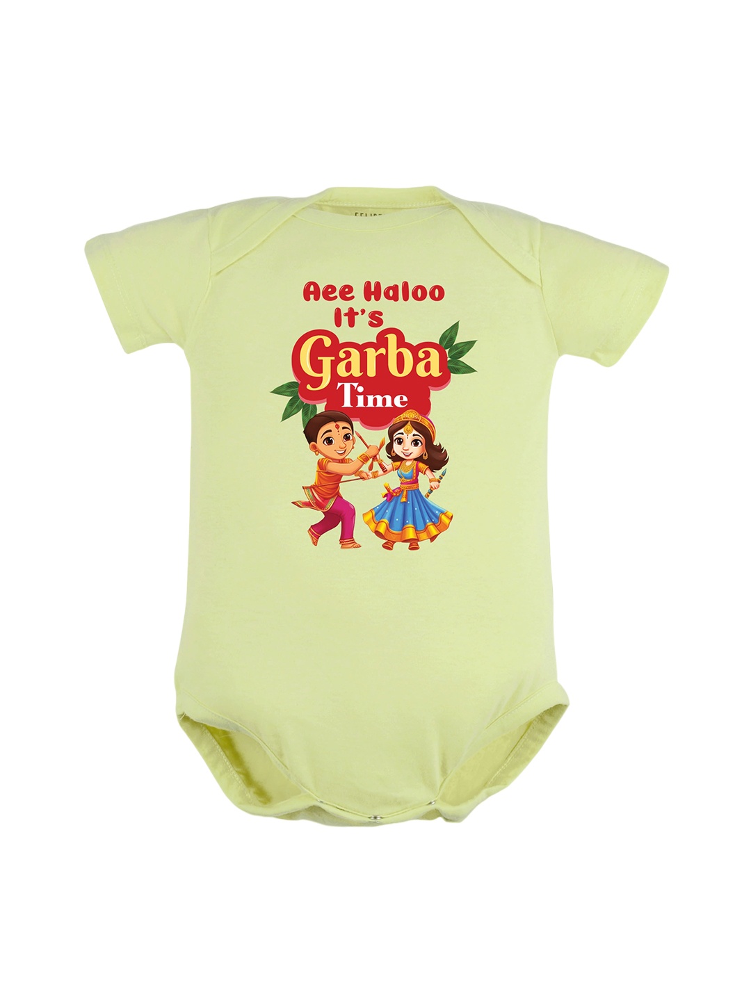 

FFLIRTYGO Infants Durga Puja & Navratri Special Pure Cotton Bodysuit, Green