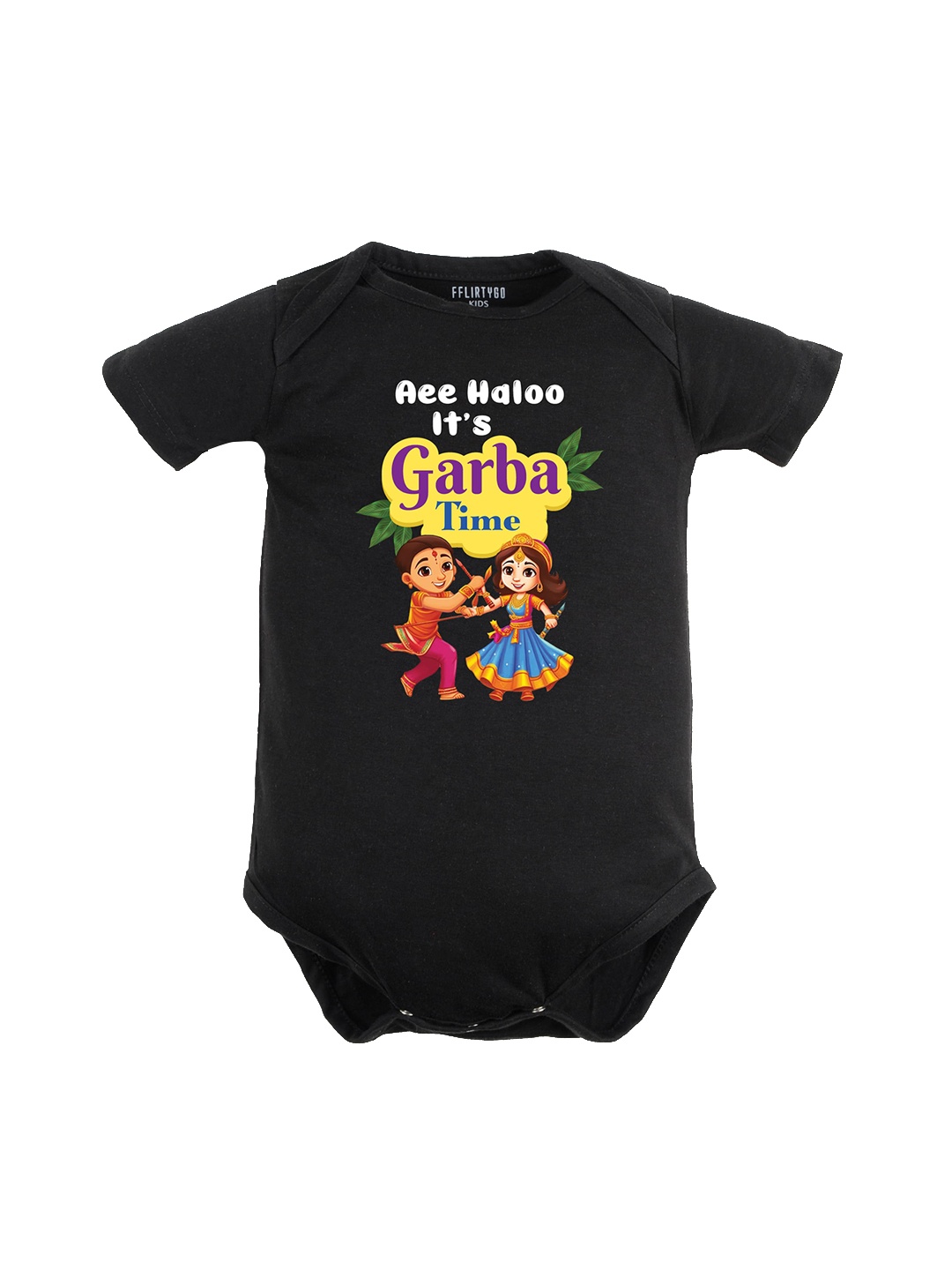 

FFLIRTYGO Infants Graphic Printed Pure Cotton Bodysuit, Black