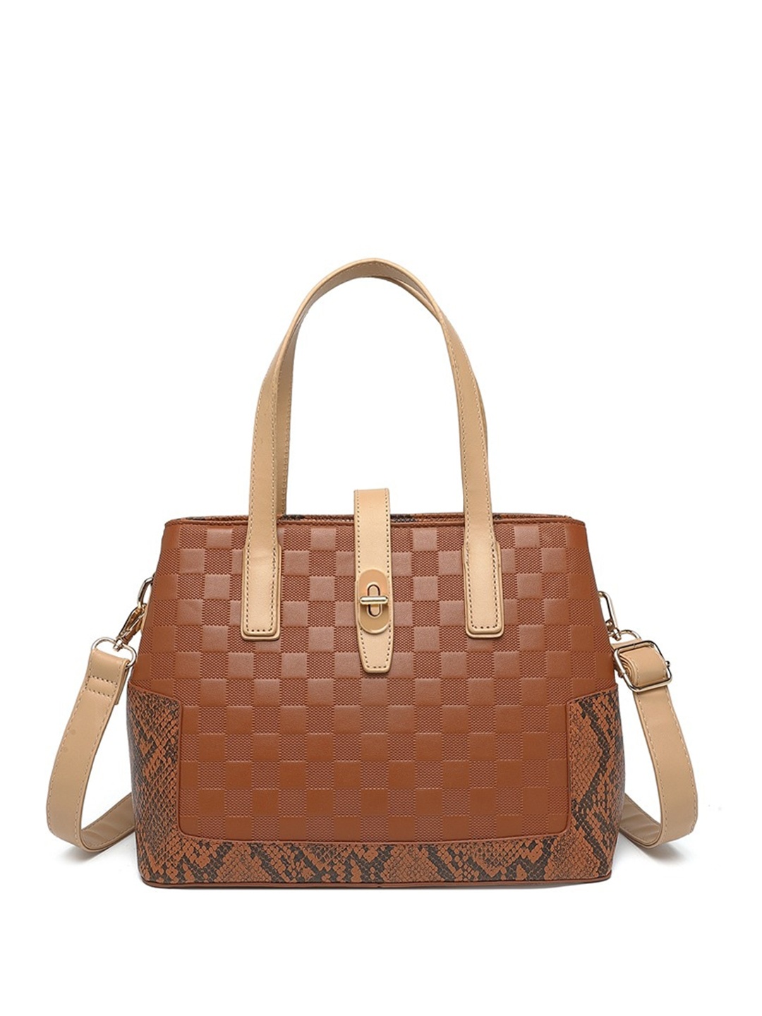 

Diana Korr Self Design Textured Structured Handheld Bag, Brown