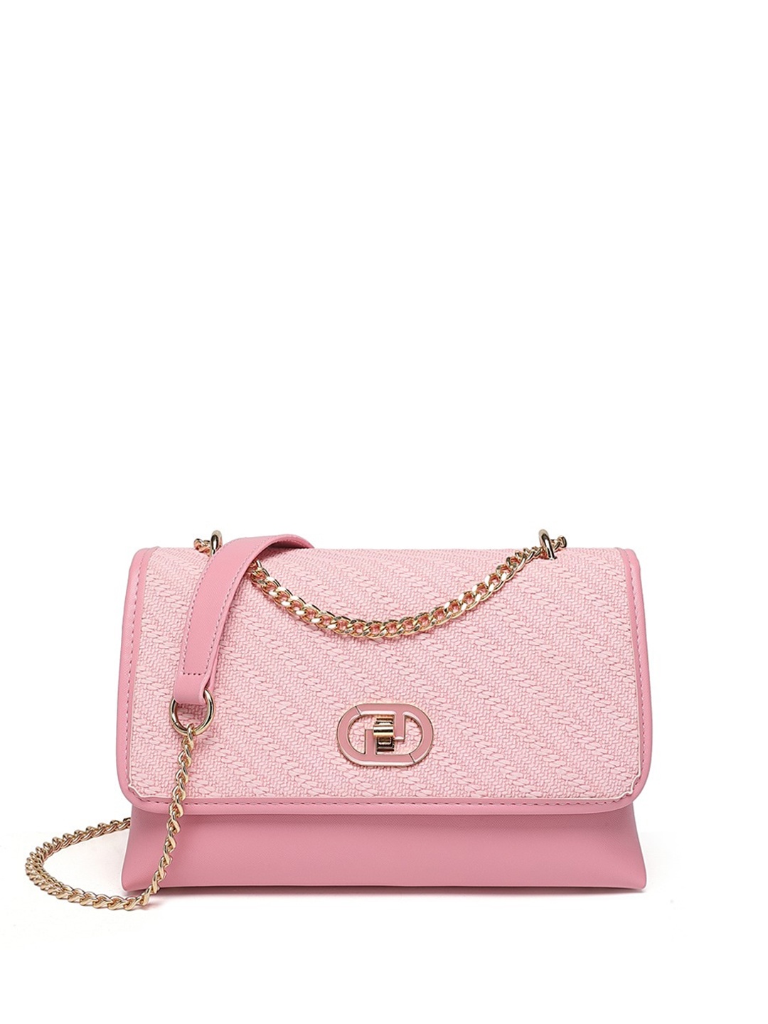

Diana Korr Self Design PU Structured Sling Bag, Pink