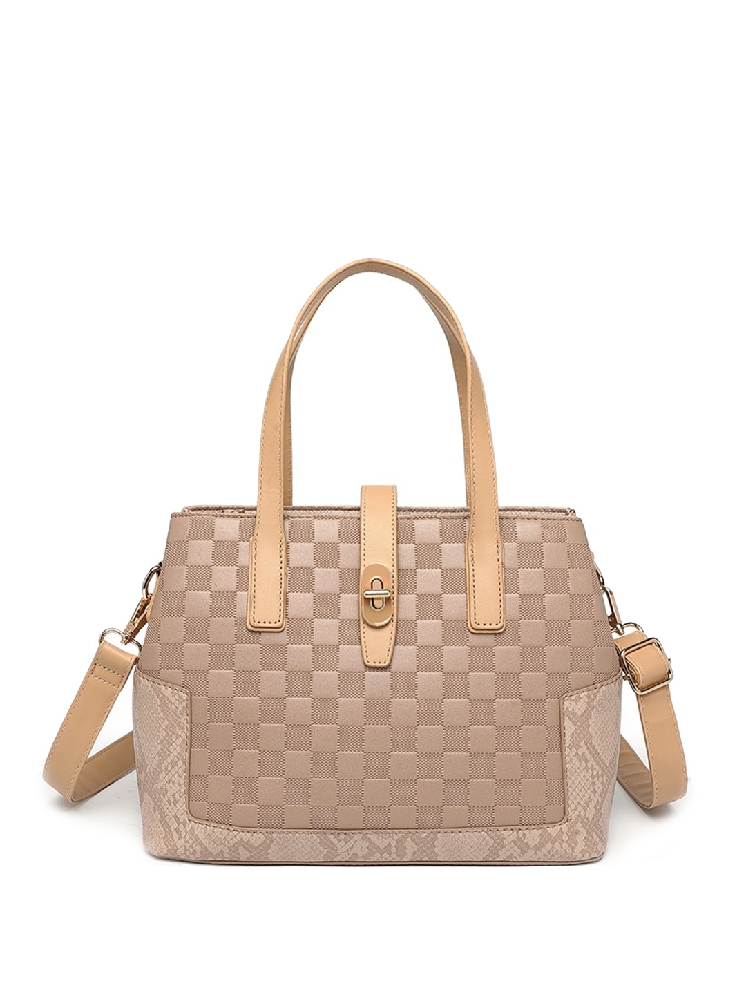

Diana Korr Checked Structured Handheld Bag, Beige