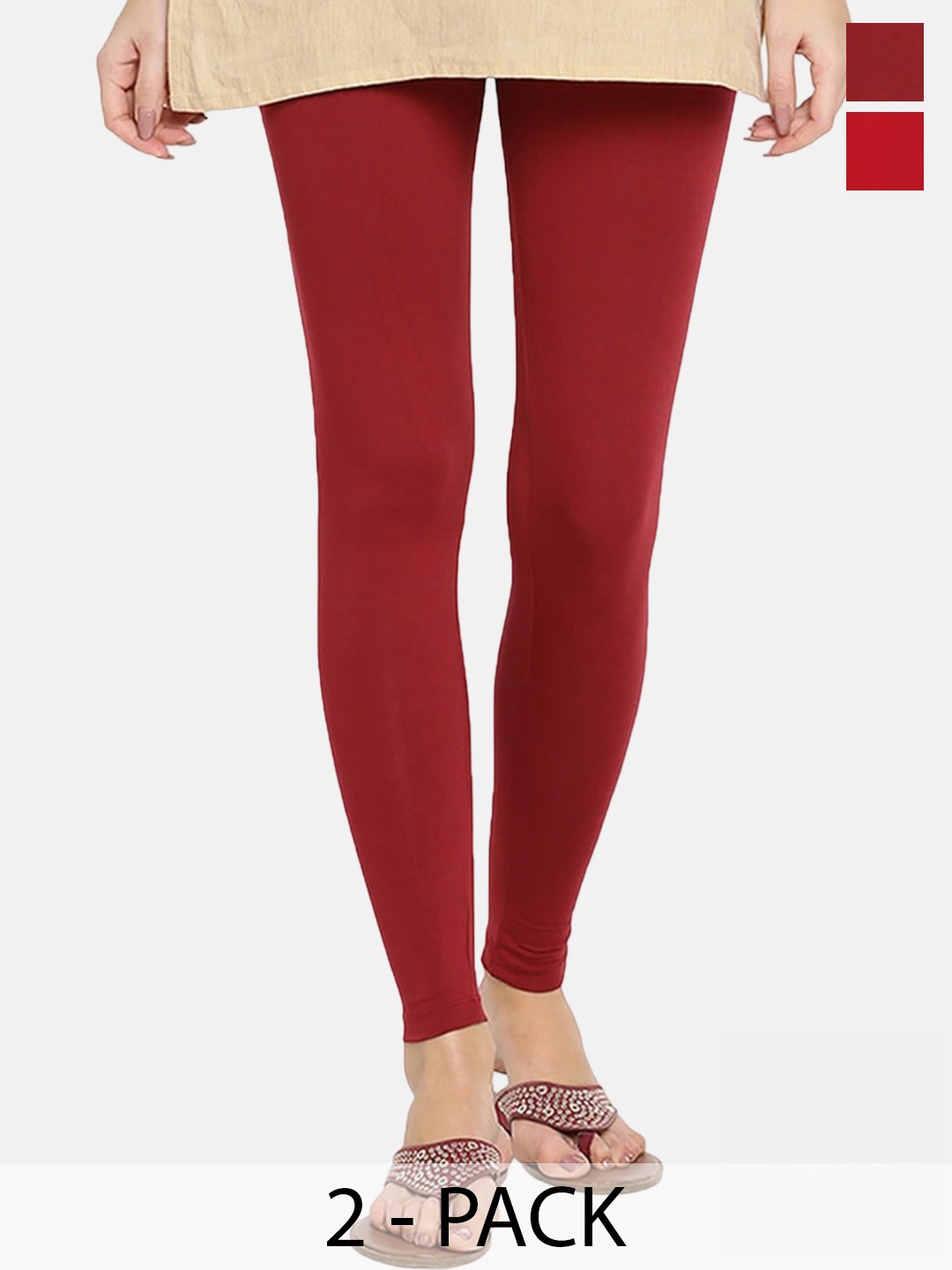 

FUBAR Pack Of 2 Ankle-Length Leggings, Red