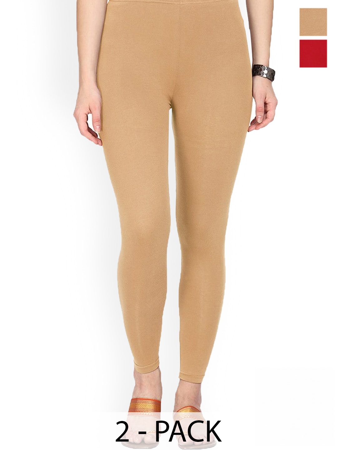 

FUBAR Pack Of 2 Ankle-Length Leggings, Beige