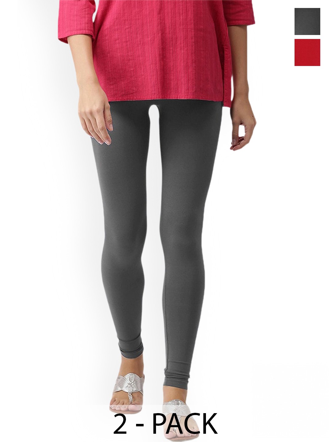 

FUBAR Pack Of 2 Ankle Length Leggings, Red