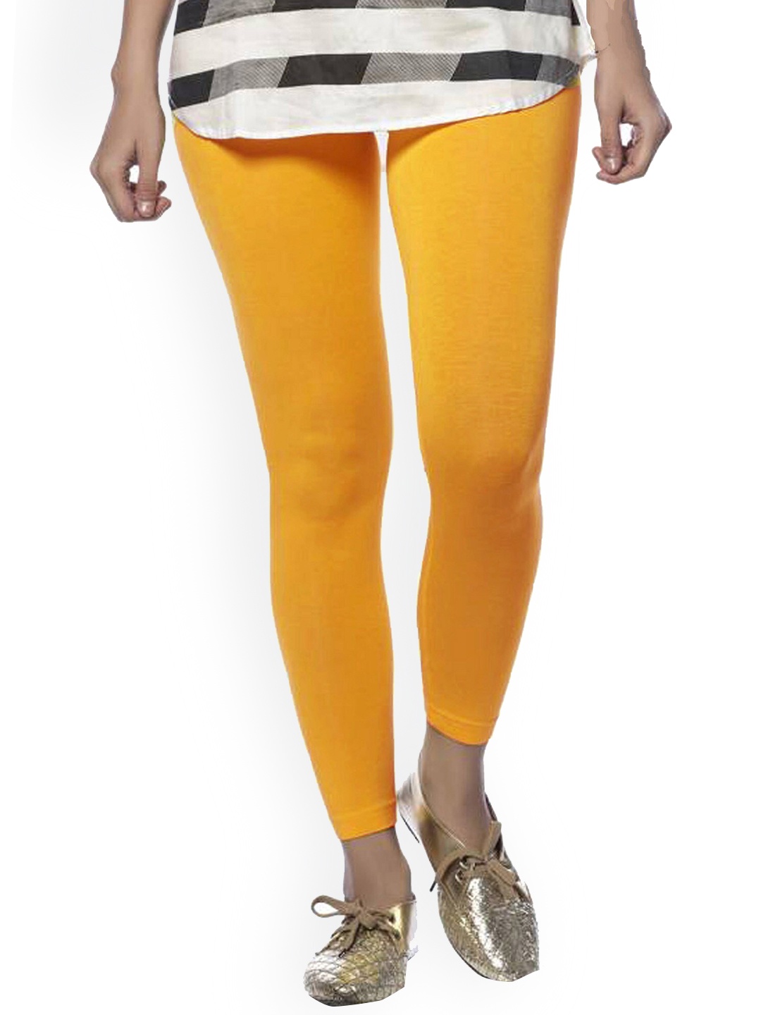 

FUBAR Mid-Rise Ankle-Length Cotton Lycra Leggings, Yellow
