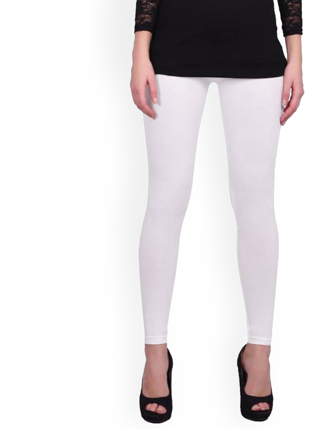 

FUBAR Mid Rise Ankle Length Leggings, White