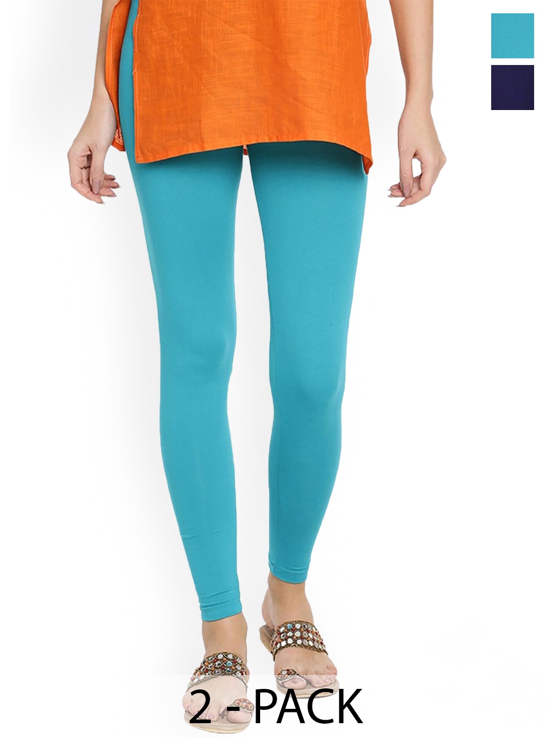 

FUBAR Pack Of 2 Ankle Length Leggings, Turquoise blue