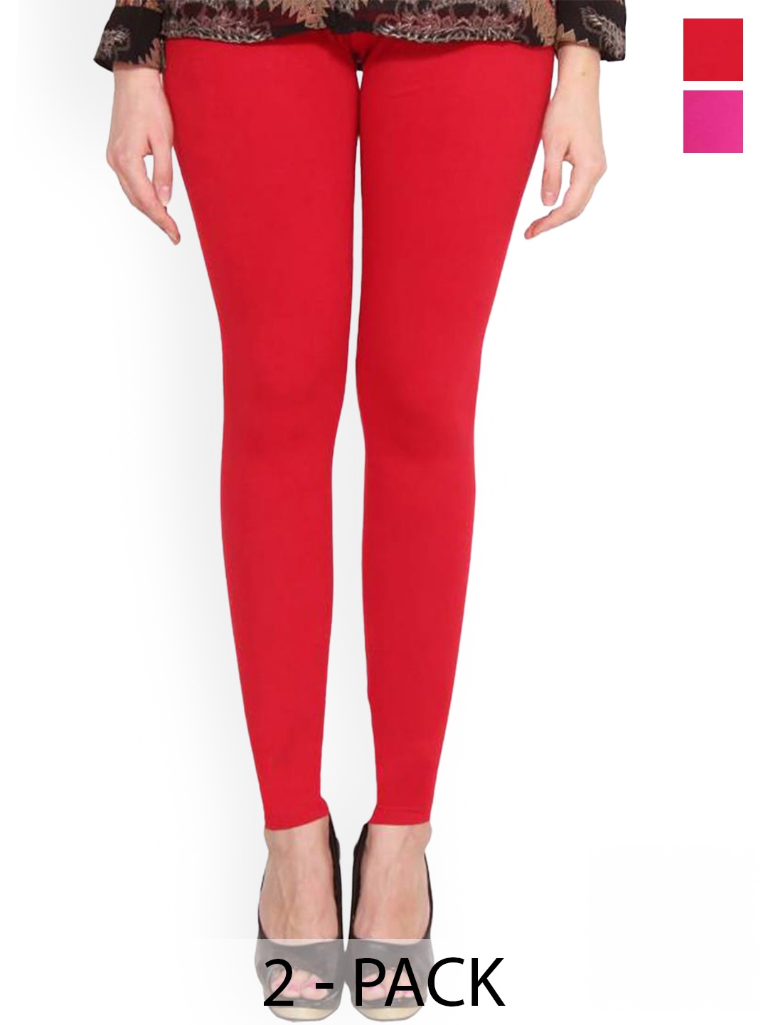 

FUBAR Pack Of 2 Ankle-Length Leggings, Red