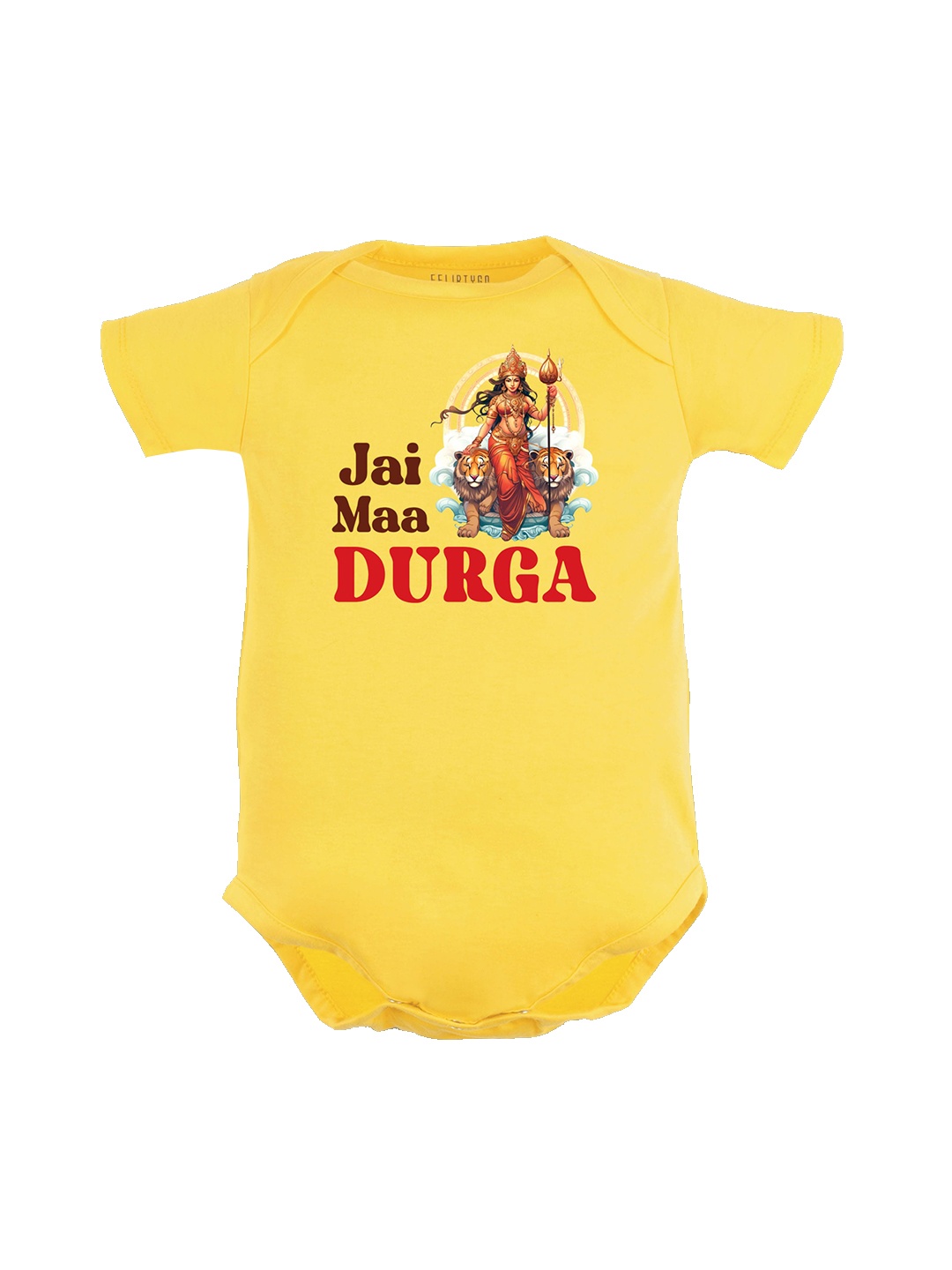 

FFLIRTYGO Infants Durga Puja Special Printed Pure Cotton Bodysuit, Yellow